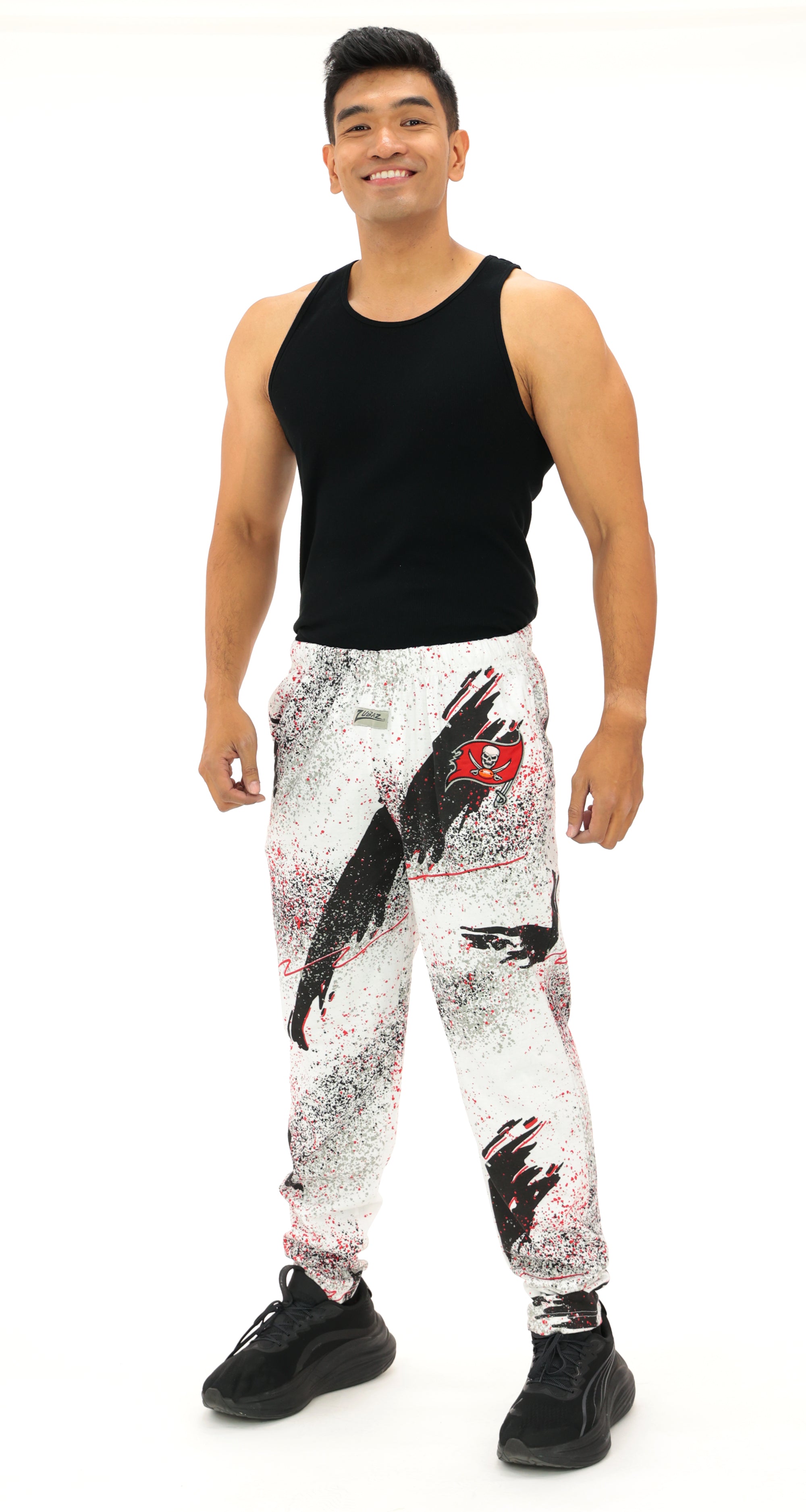 Zubaz NFL Adult Unisex Z88 Embroidered Confetti 3 Color Pants, Tampa Bay Buccaneers