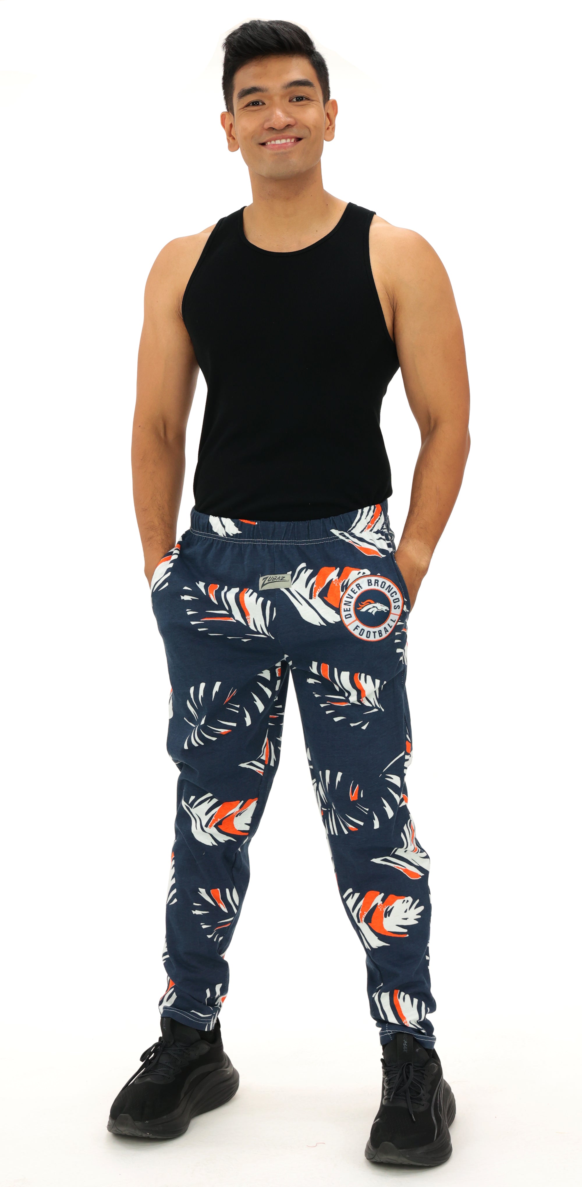 Zubaz NFL Adult Unisex Z88 Embroidered Leaf 3 Color Pants, Denver Broncos