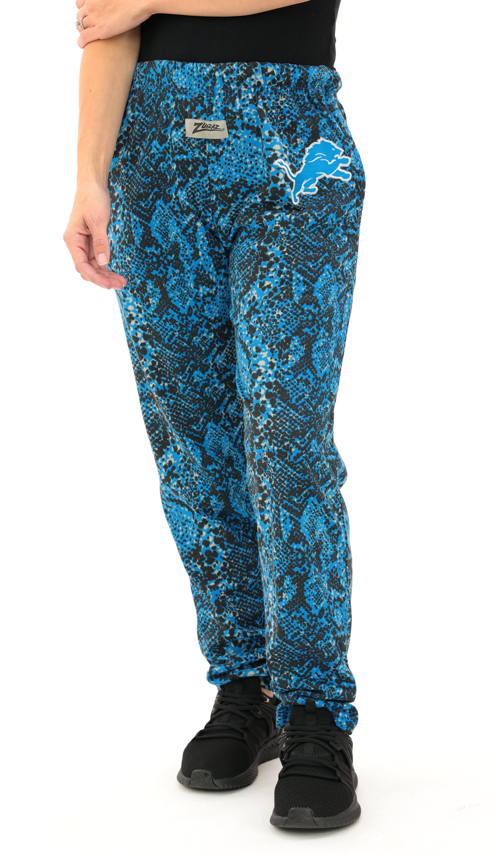 Zubaz NFL Adult Unisex Z88 Embroidered Post Pattern Pants, Detroit Lions