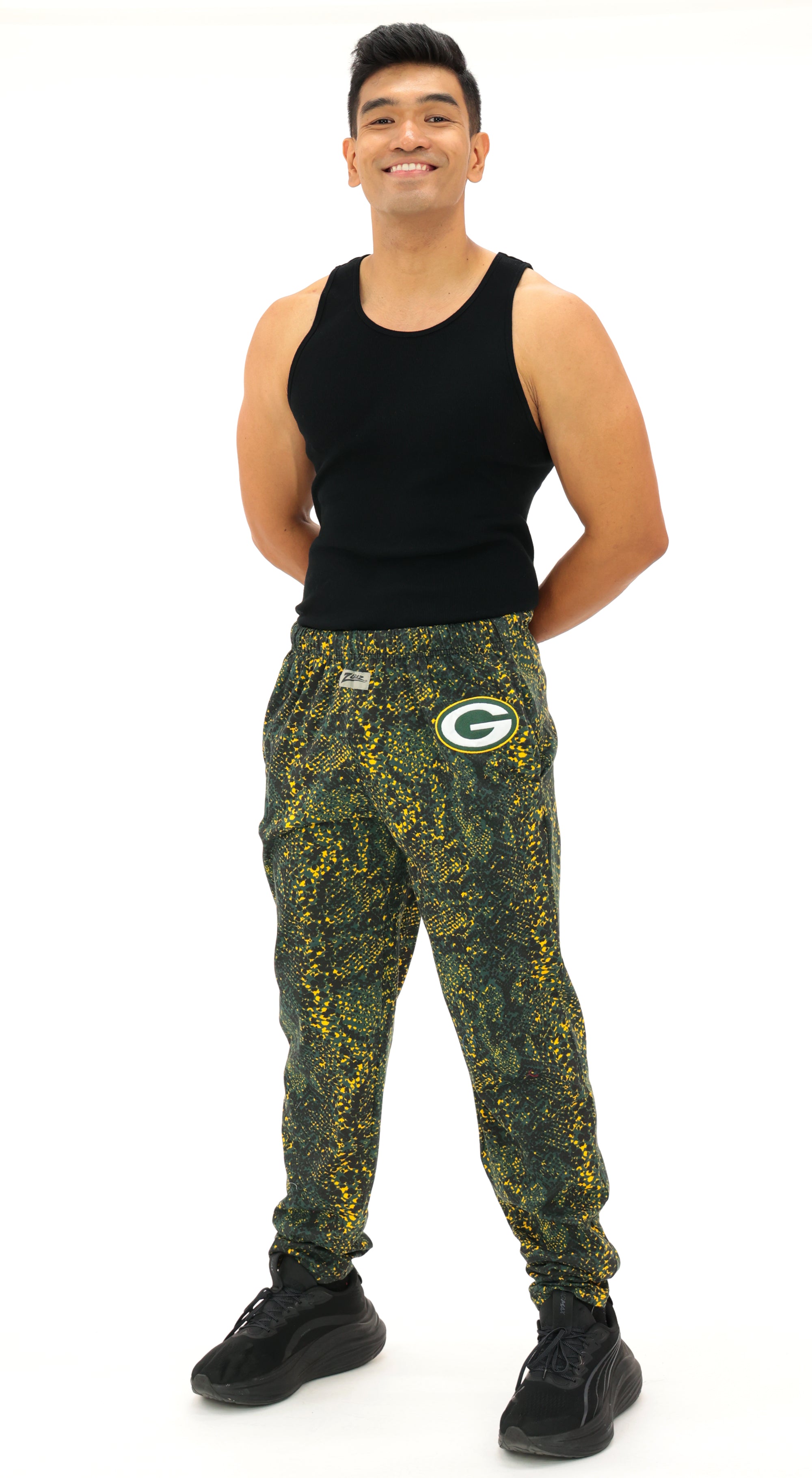 Zubaz NFL Adult Unisex Z88 Embroidered Post Pattern Pants, Green Bay Packers