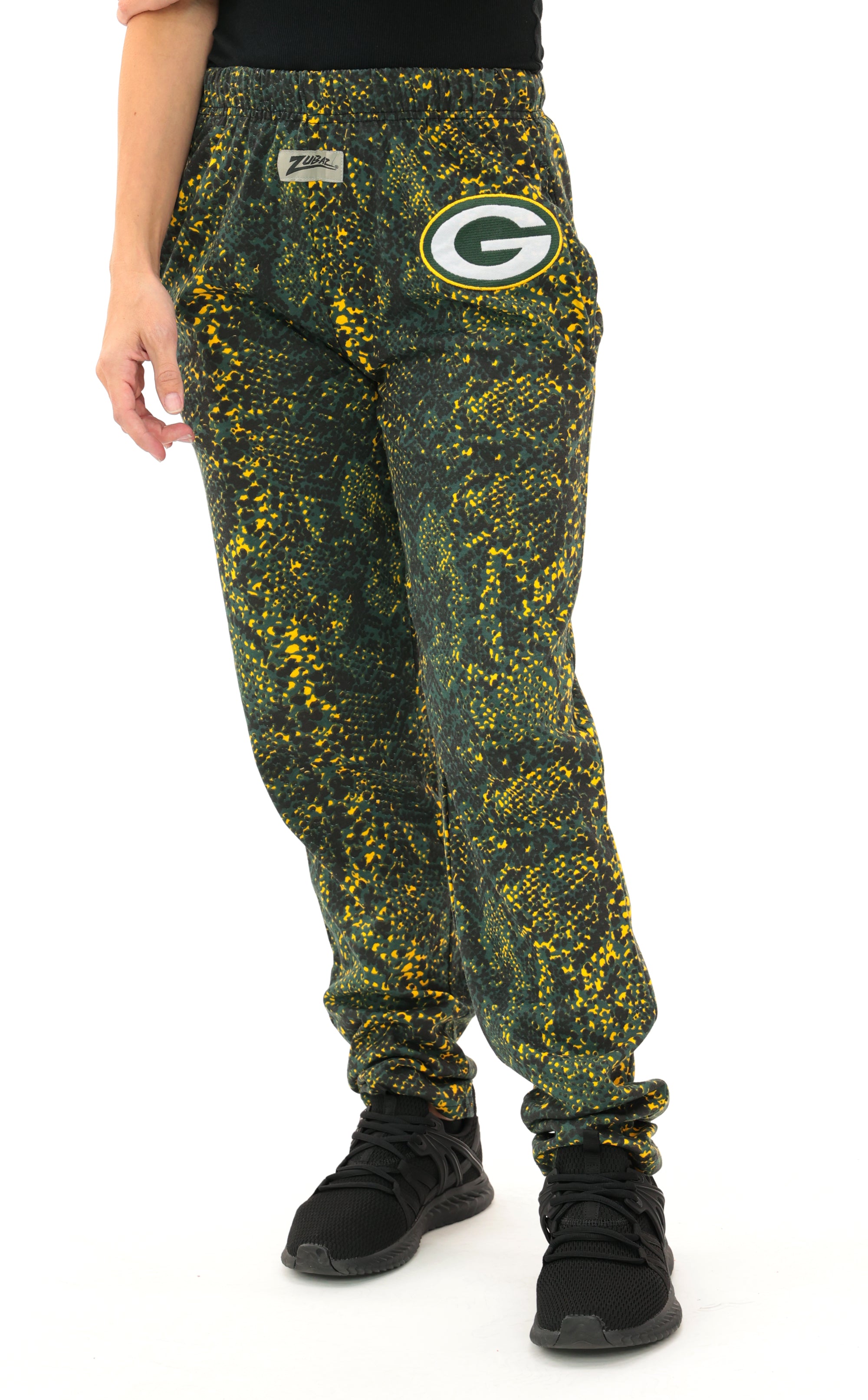 Zubaz NFL Adult Unisex Z88 Embroidered Post Pattern Pants, Green Bay Packers
