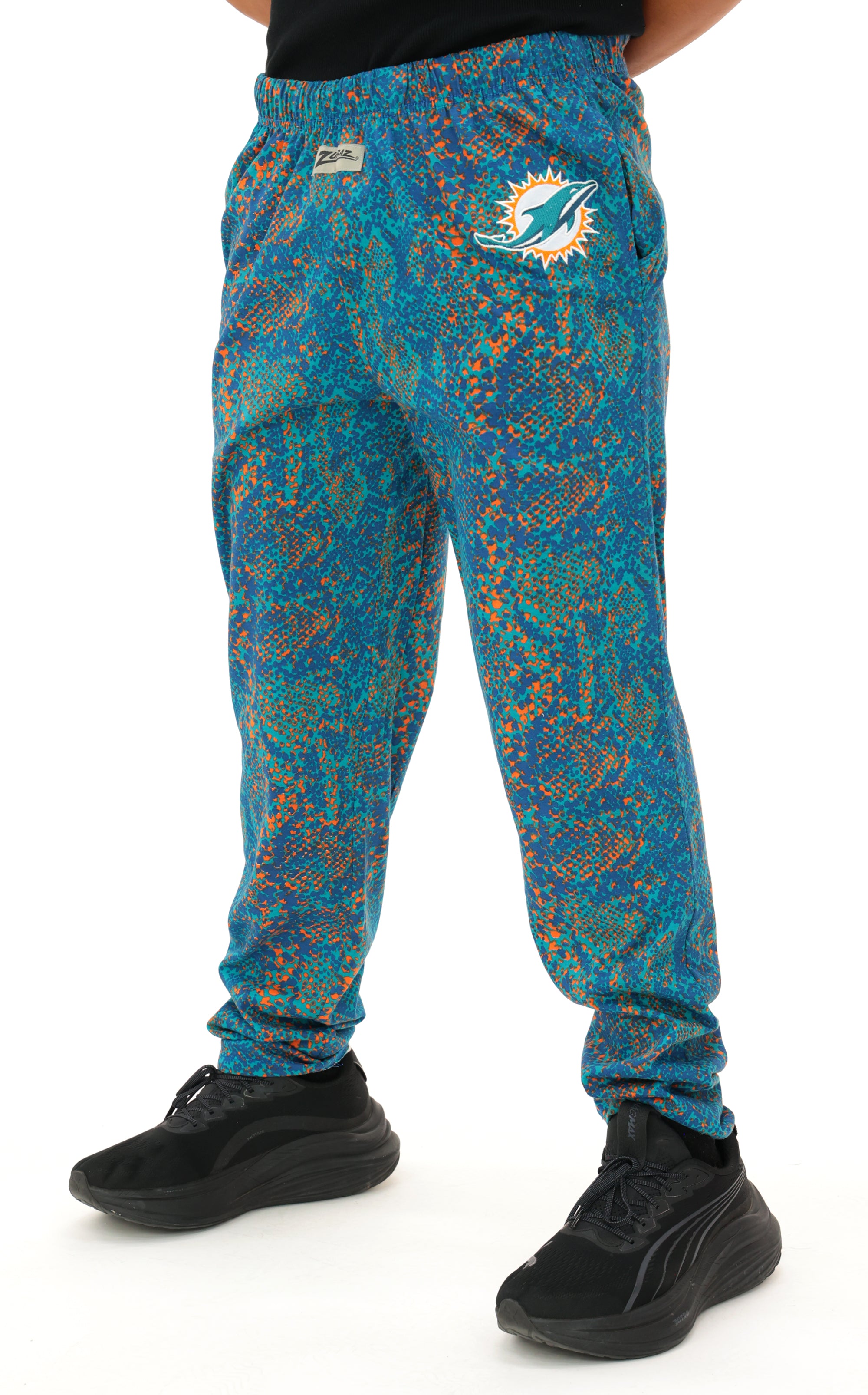 Zubaz NFL Adult Unisex Z88 Embroidered Post Pattern Pants, Miami Dolphins