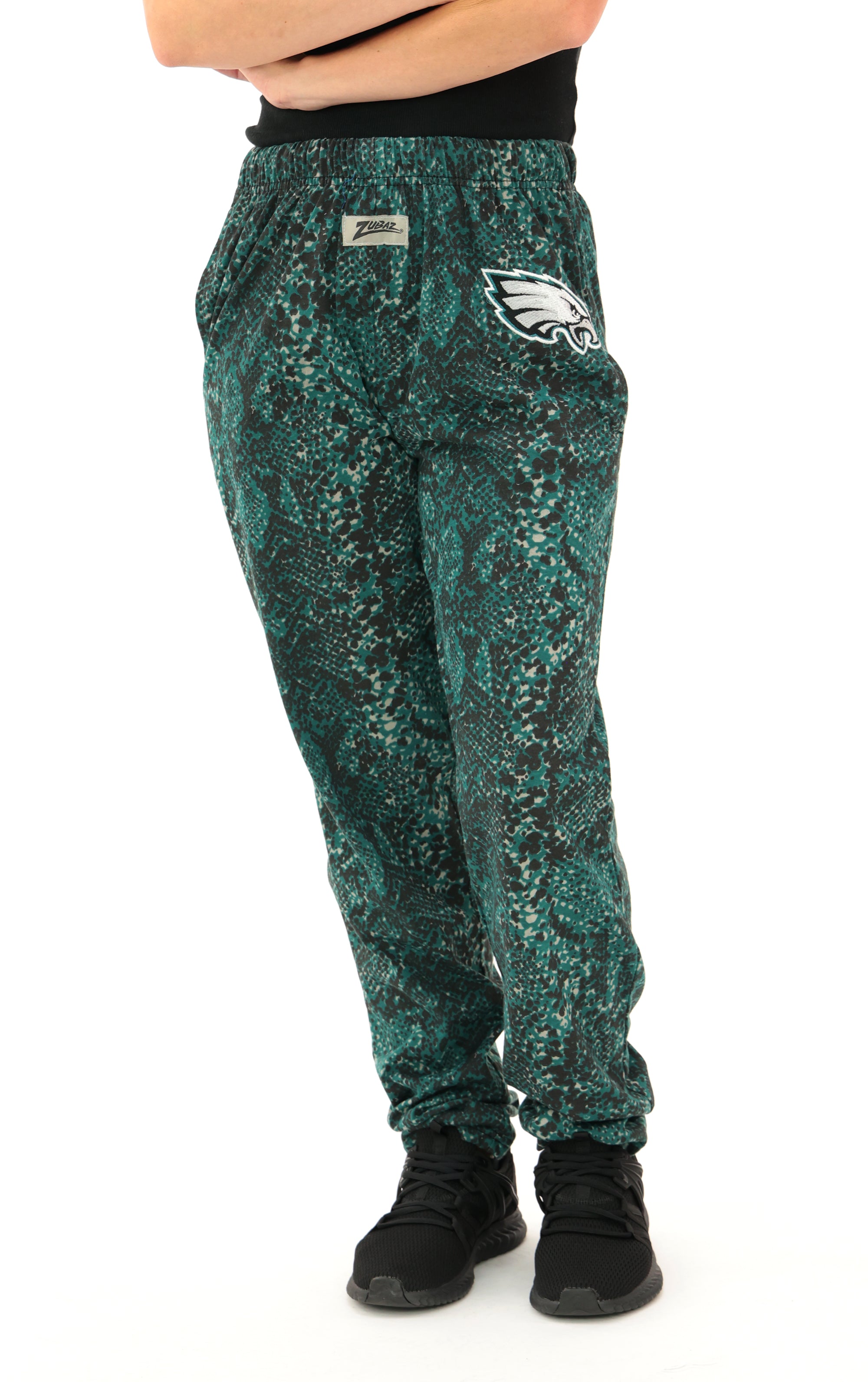 Zubaz NFL Adult Unisex Z88 Embroidered Post Pattern Pants, Philadelphia Eagles