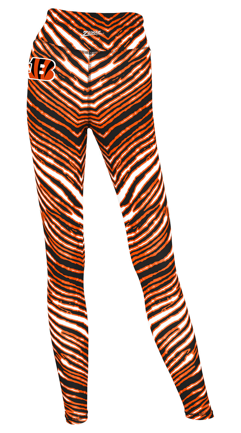 Zubaz NFL Women's Embroidered 3 Color Zebra Leggings, Cincinnati Bengals