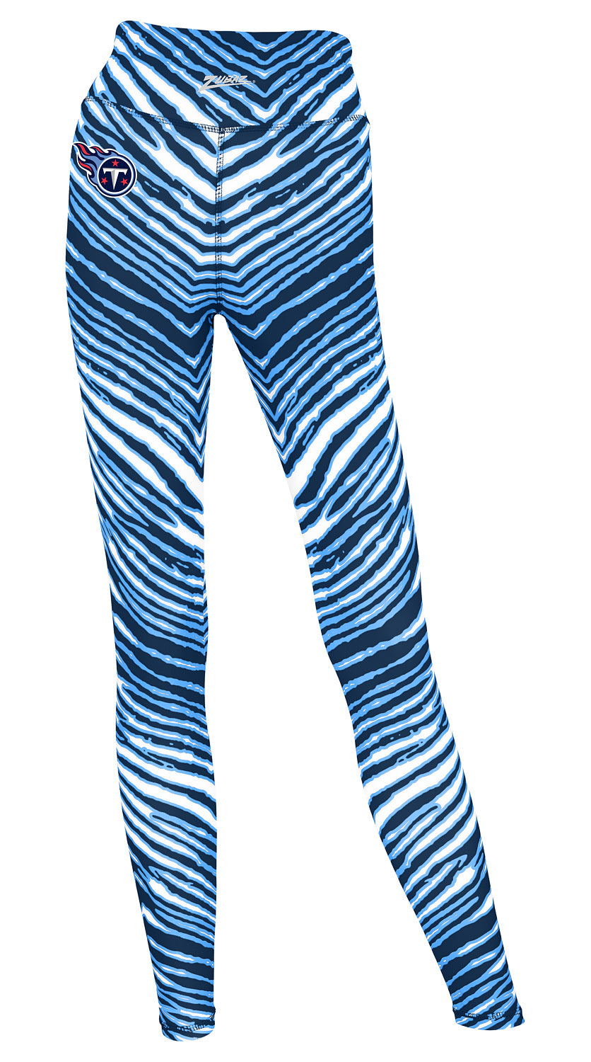 Zubaz NFL Women's Embroidered 3 Color Zebra Leggings, Tennessee Titans