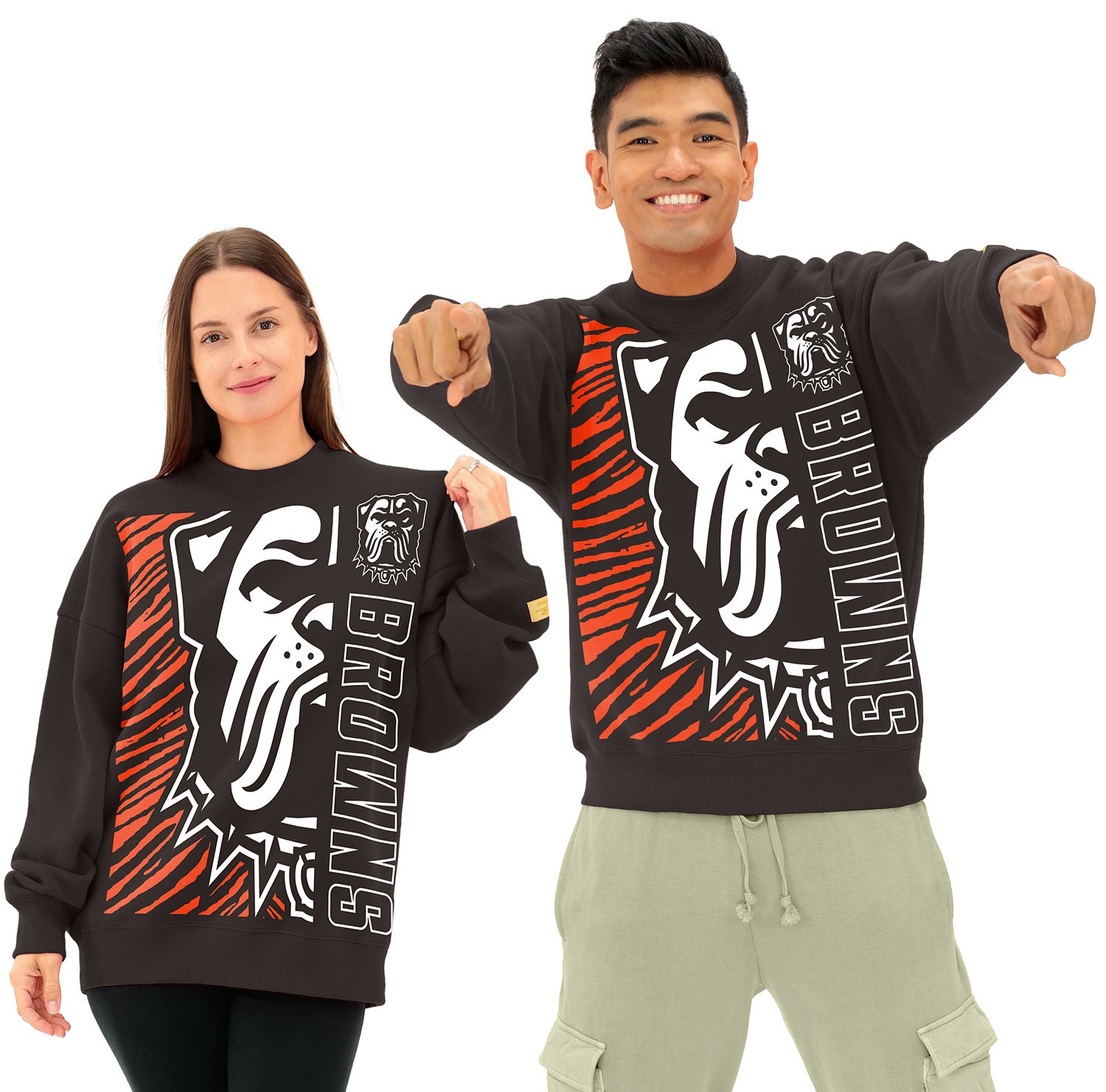 Zubaz NFL   90s Drop Shoulder Crewneck -MVP, CLEVELAND BROWNS