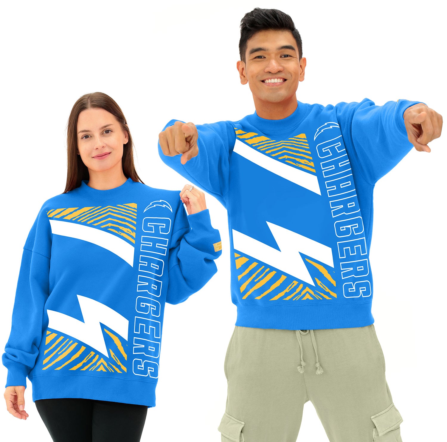 Zubaz NFL   90s Drop Shoulder Crewneck -MVP, LOS ANGELES CHARGERS