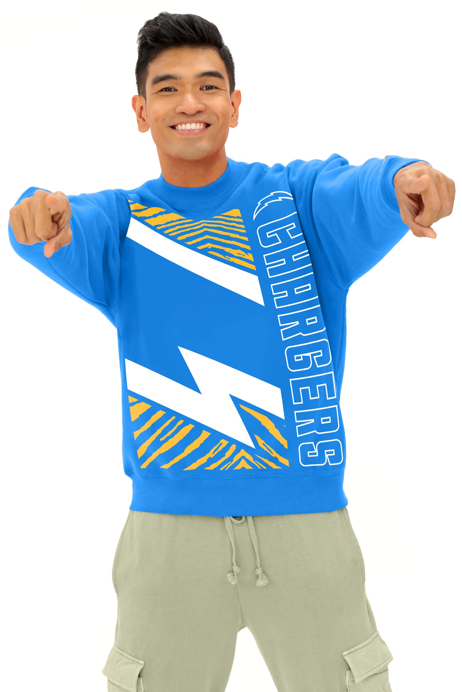 Zubaz NFL   90s Drop Shoulder Crewneck -MVP, LOS ANGELES CHARGERS