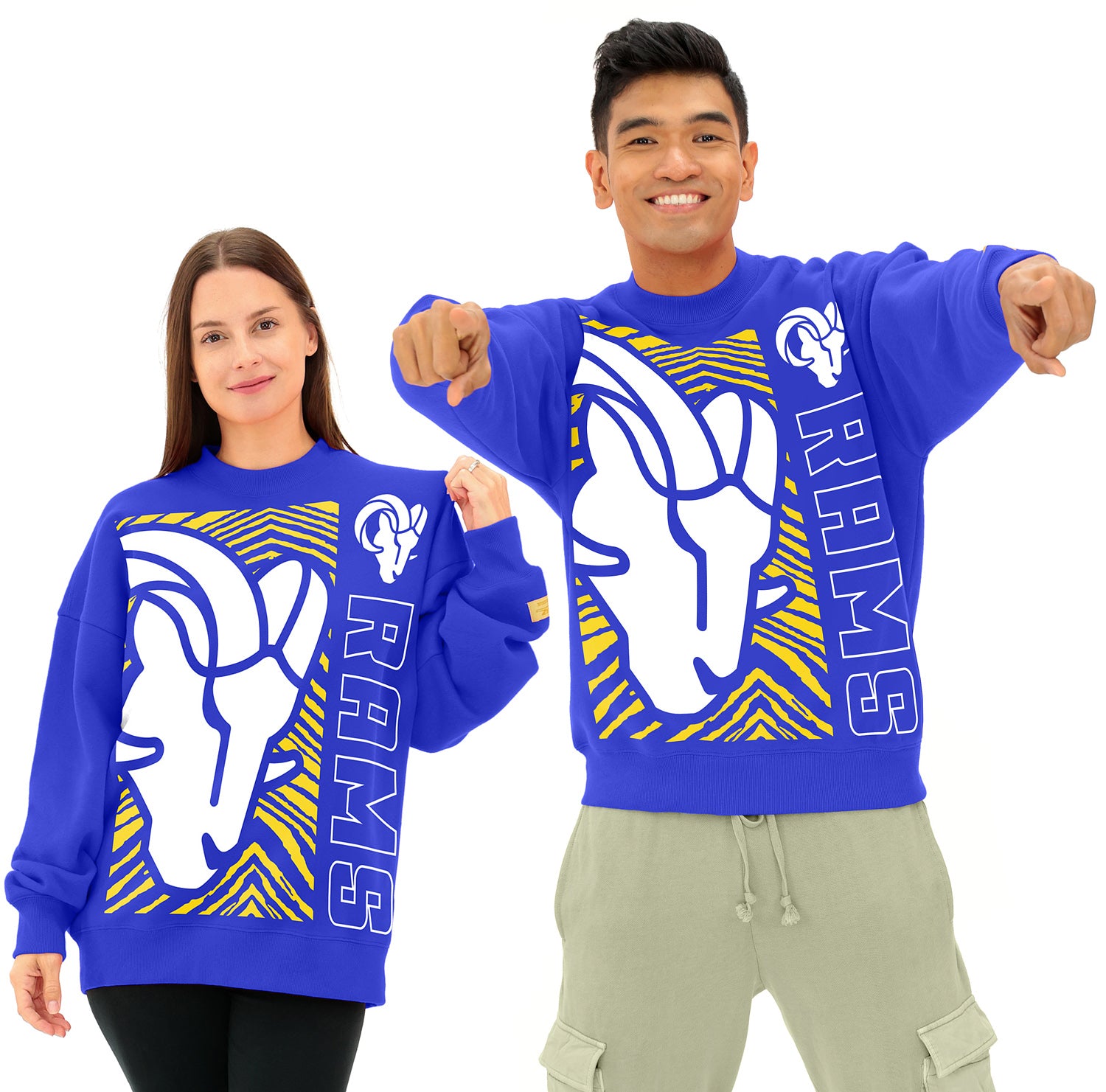 Zubaz NFL   90s Drop Shoulder Crewneck -MVP, LOS ANGELES RAMS