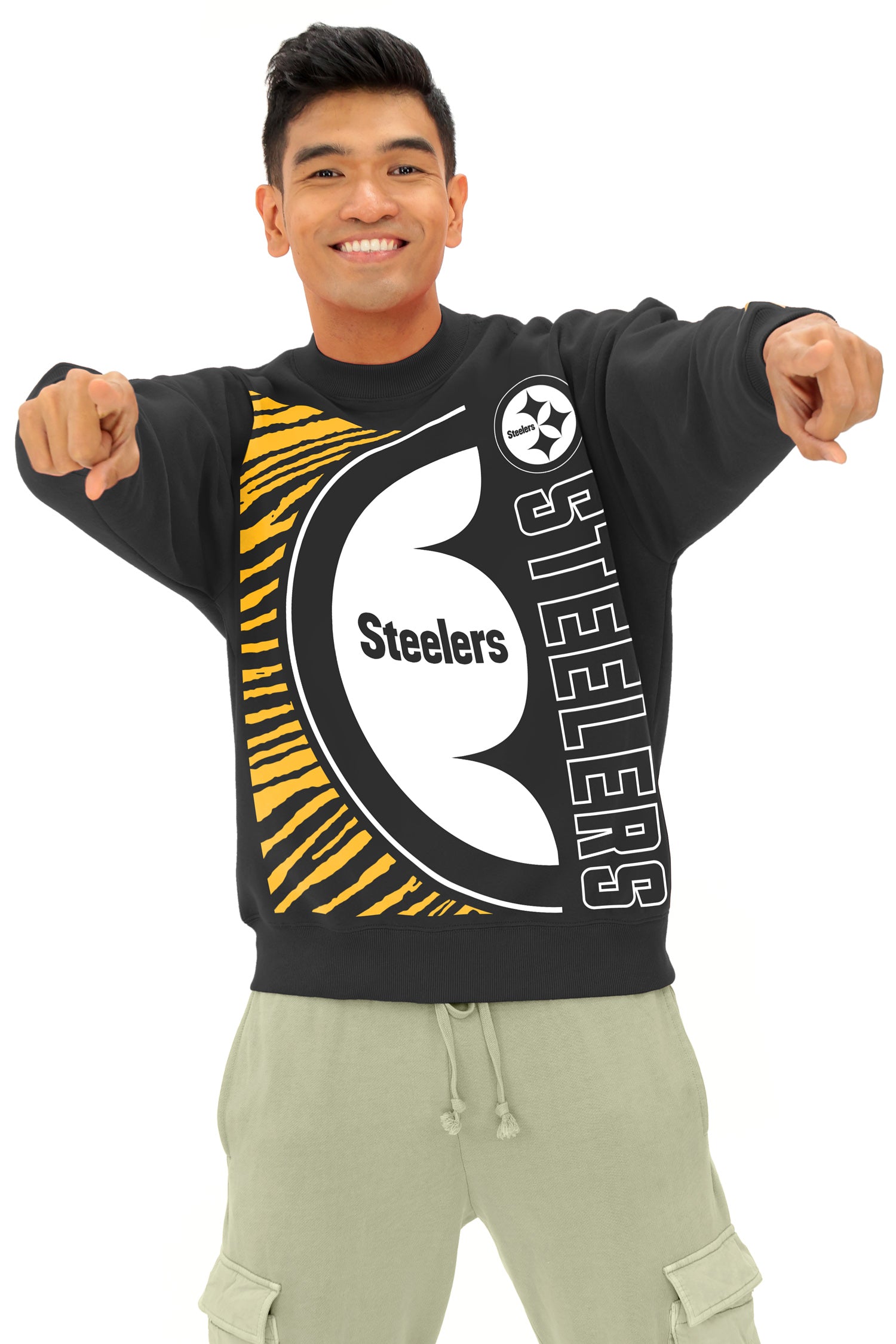 Zubaz NFL   90s Drop Shoulder Crewneck -MVP, PITTSBURGH STEELERS - Official NFL Steelers Zubaz Apparel (10 of 14)