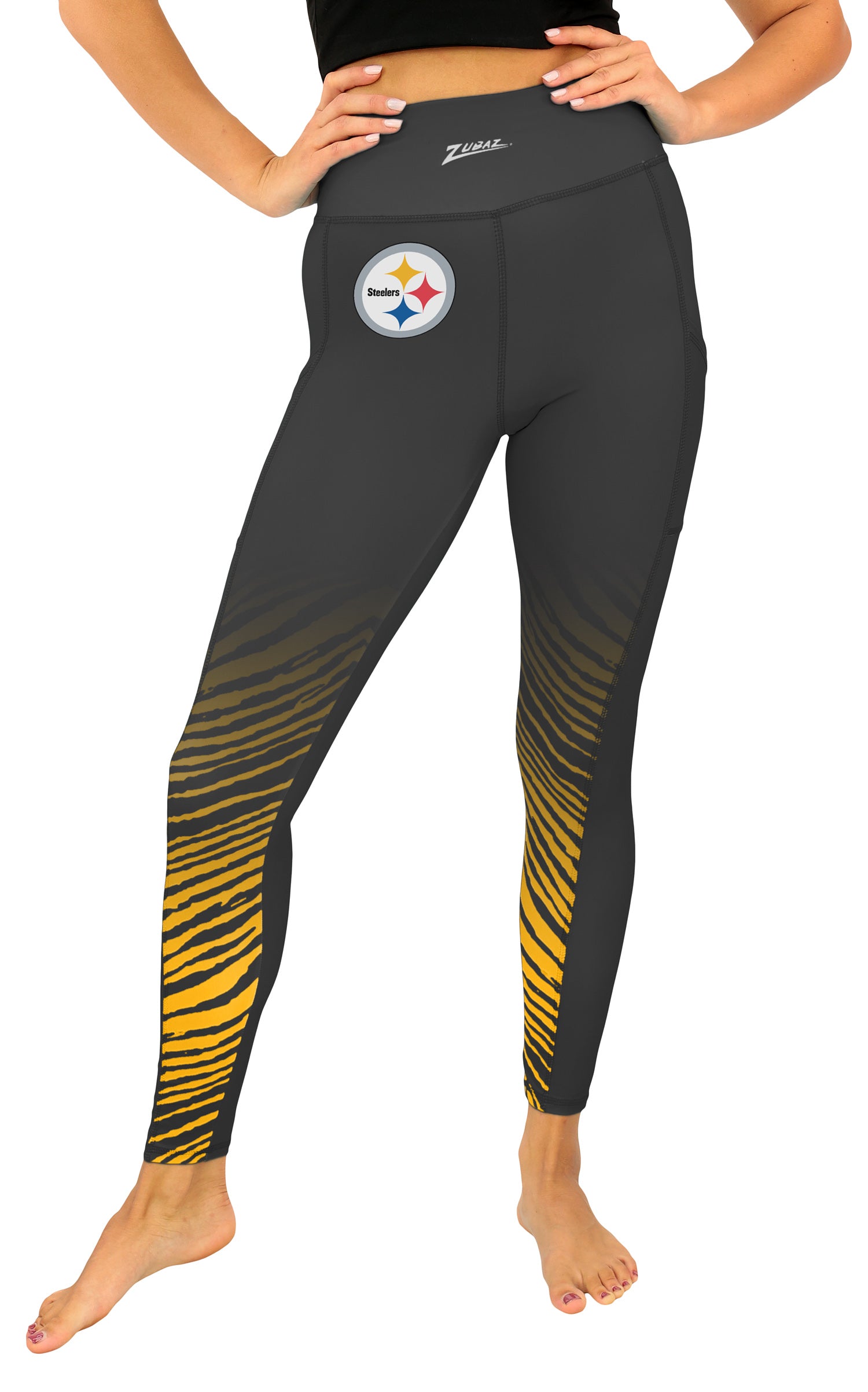 Zubaz NFL Women's Fade Primary Logo Leggings, Pittsburgh Steelers