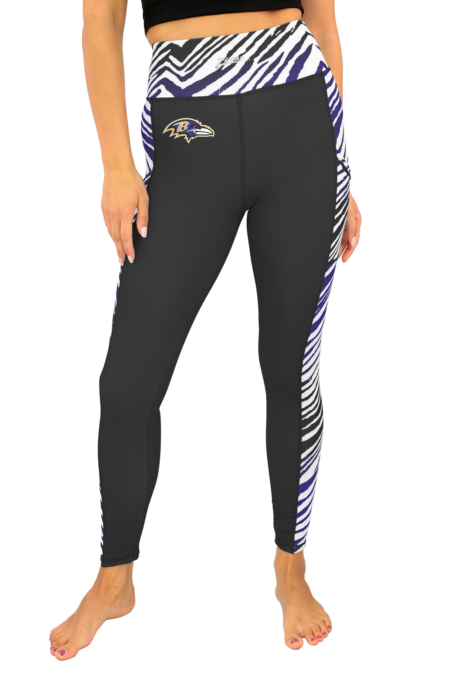 Zubaz NFL Women's Elevated Zebra Ombre Leggings, Baltimore Ravens