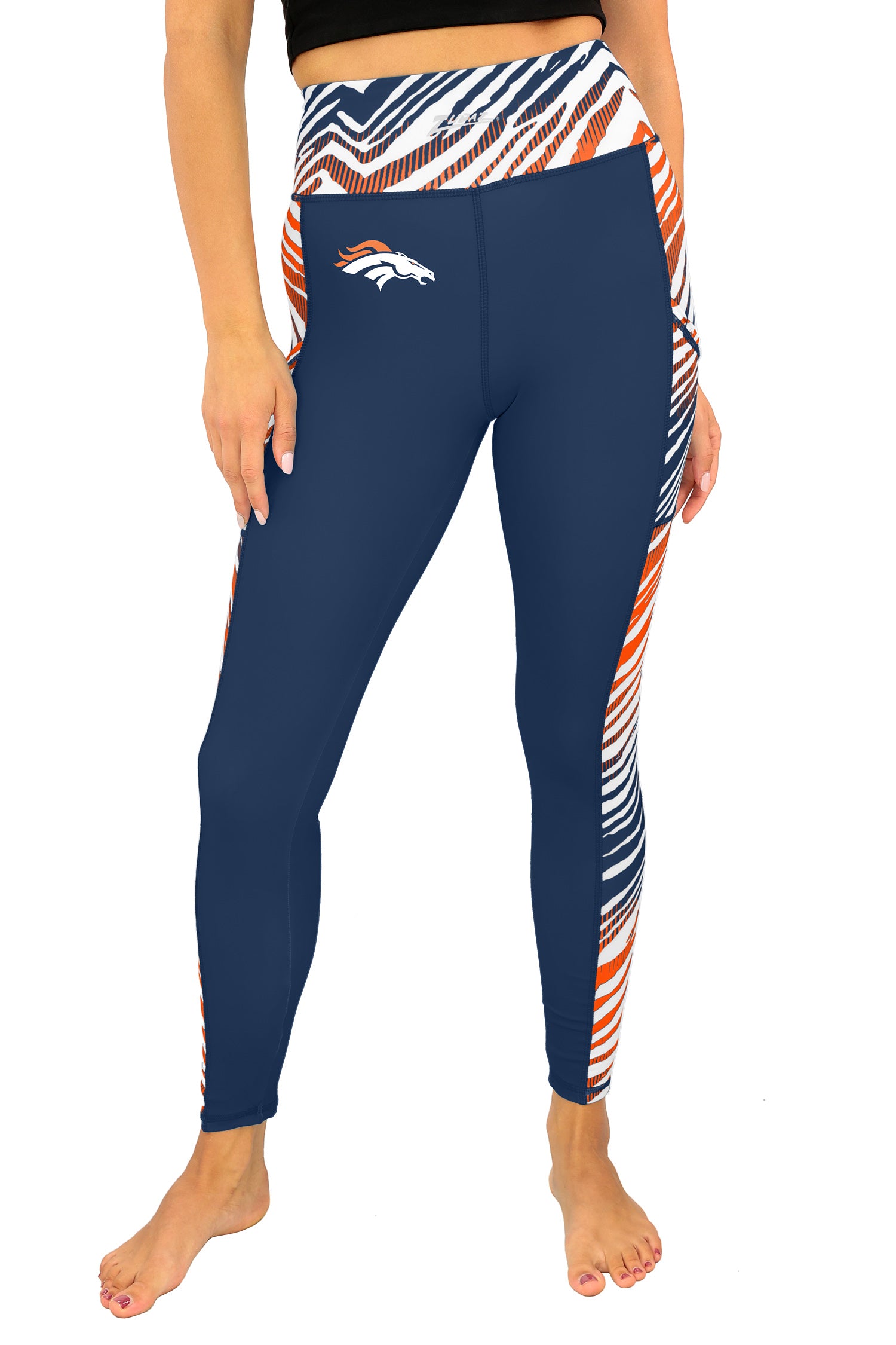 Zubaz NFL Women's Elevated Zebra Ombre Leggings, Denver Broncos