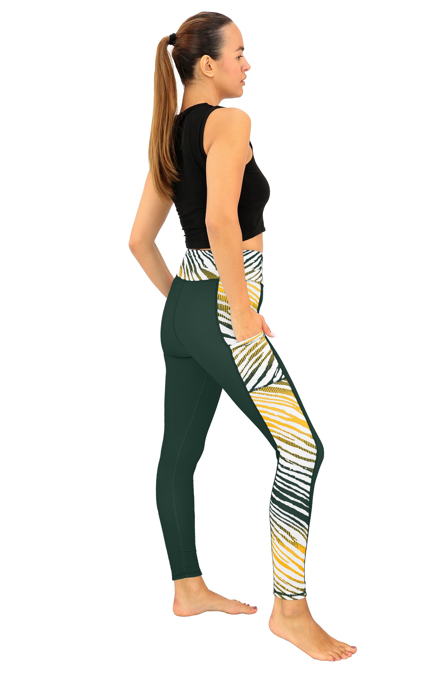 Zubaz NFL Women's Elevated Zebra Ombre Leggings, Green Bay Packers