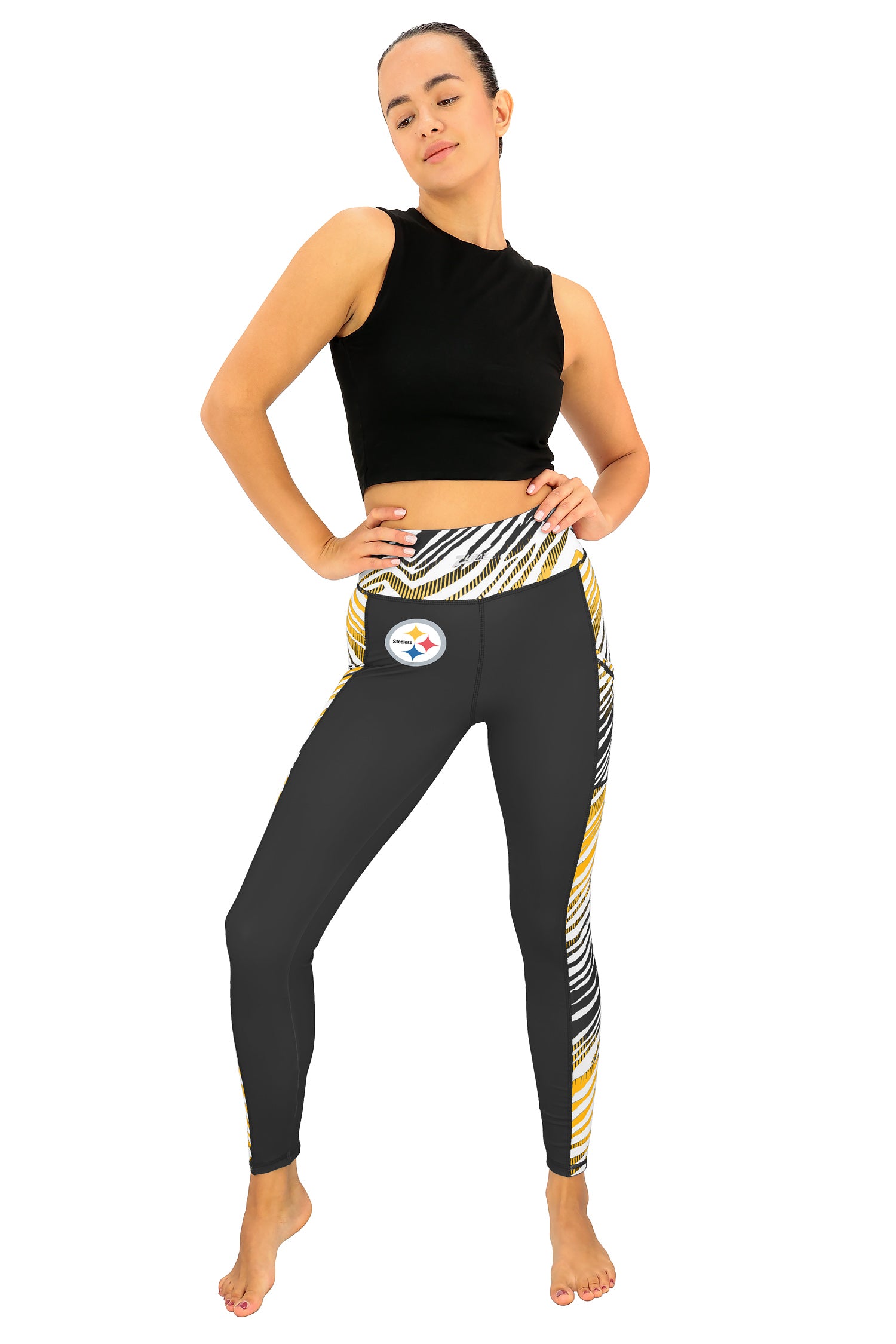 Zubaz NFL Women's Elevated Zebra Ombre Leggings, Pittsburgh Steelers