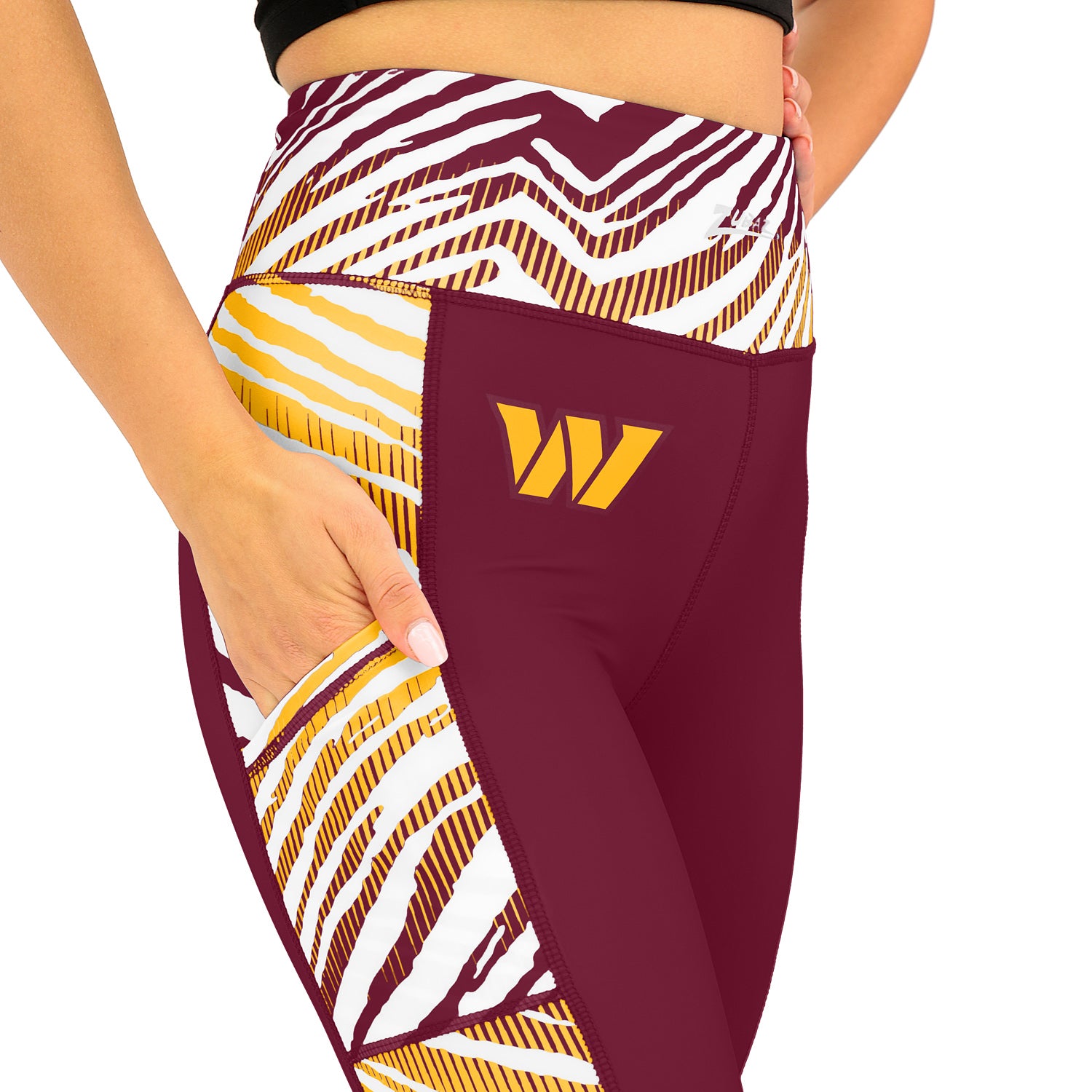 Zubaz NFL Women's Elevated Zebra Ombre Leggings, Washington Commanders