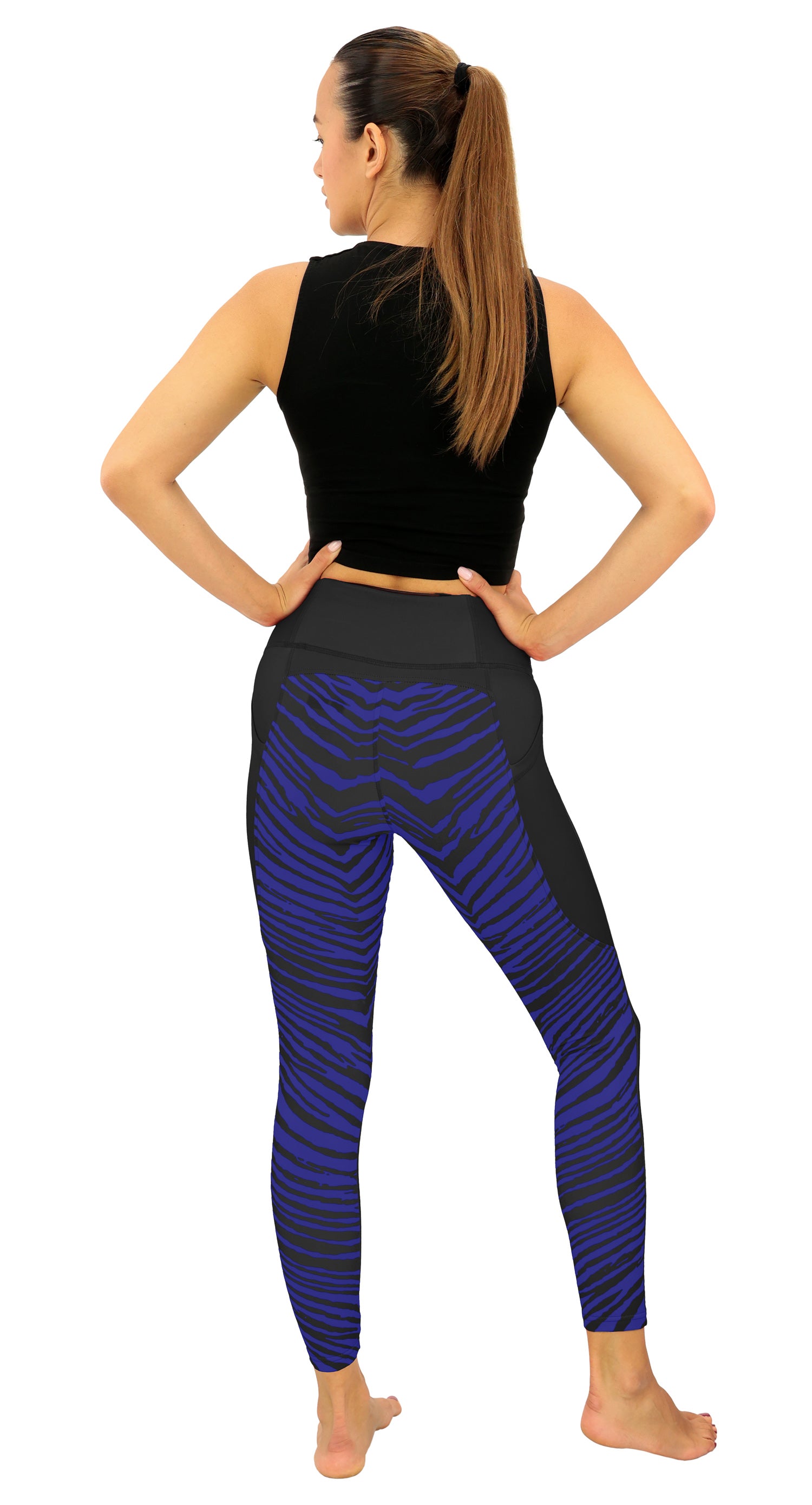 Zubaz NFL Women's 2 Color Zebra Fleece Lined Leggings, Baltimore Ravens