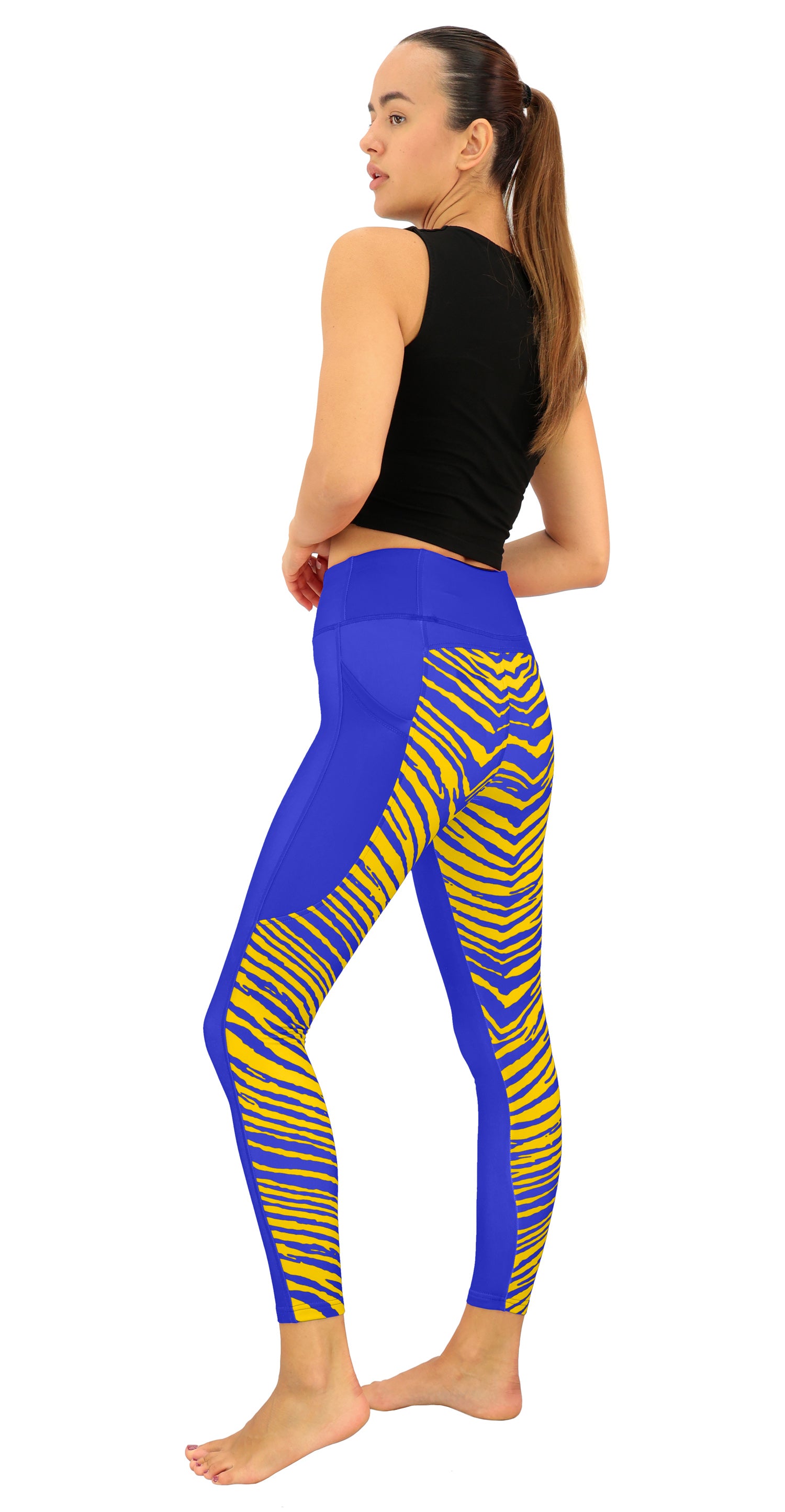Zubaz NFL Women's 2 Color Zebra Fleece Lined Leggings, Los Angeles Rams