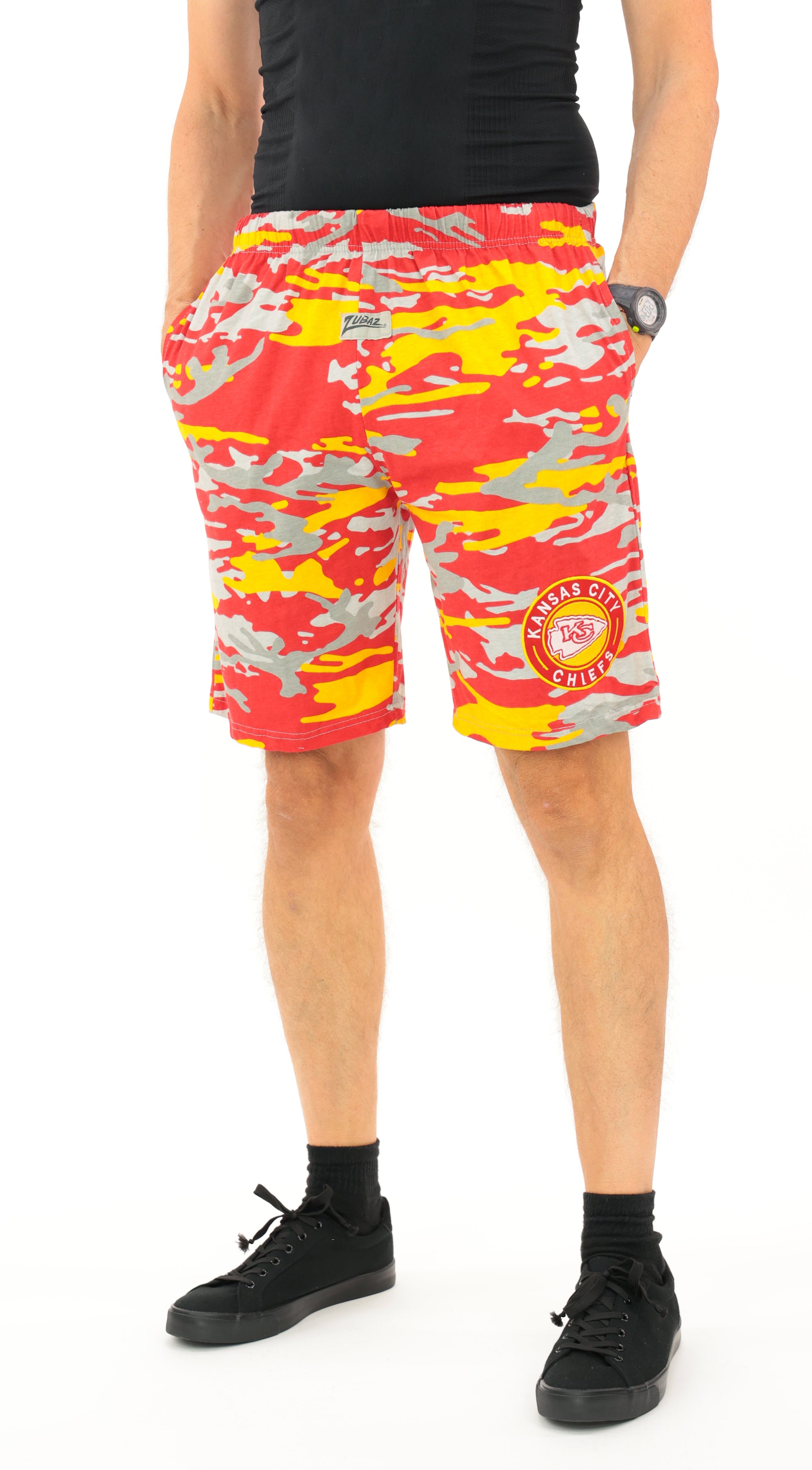 Zubaz NFL Adult Unisex Z88 Embroidered Alt Camo Shorts, Kansas City Ch
