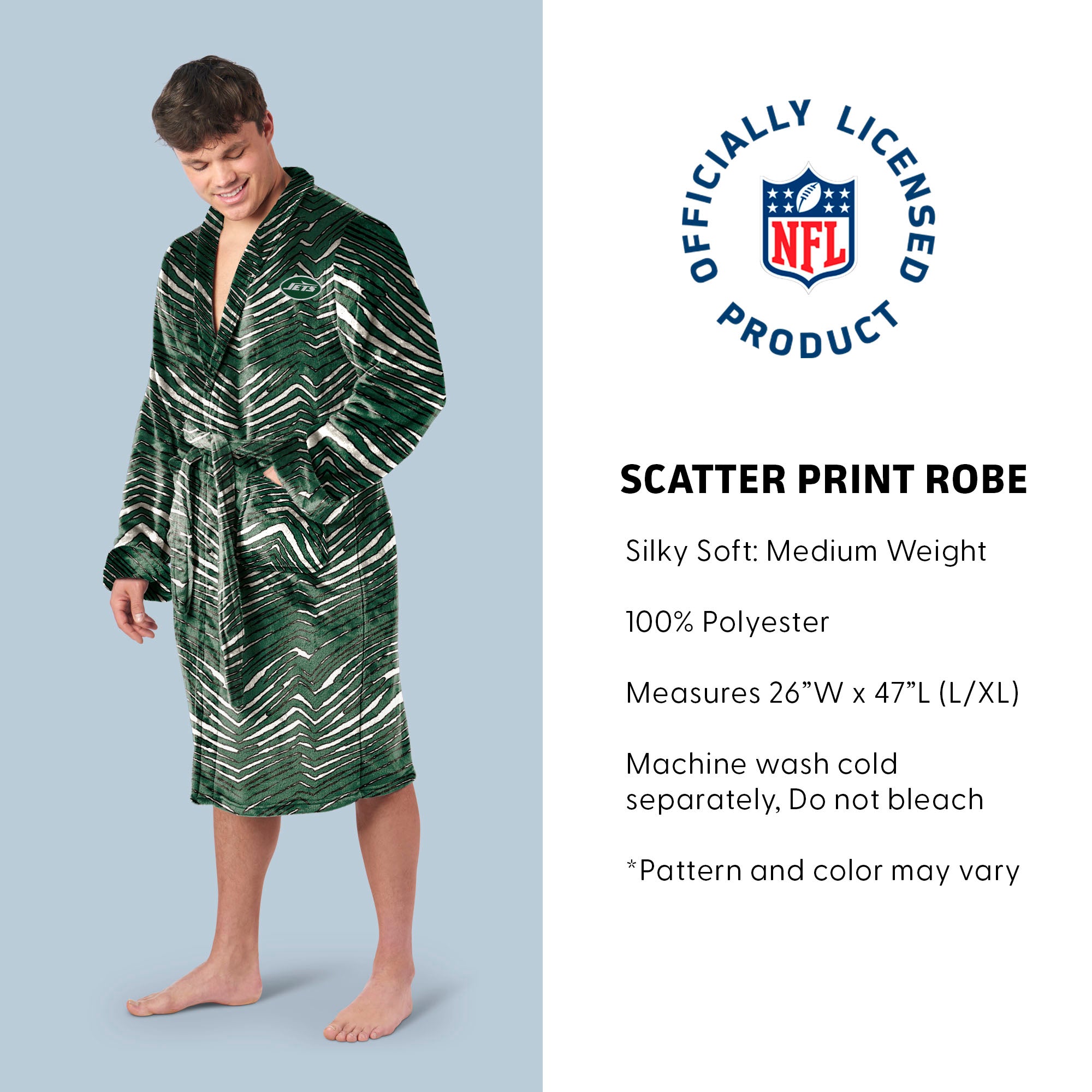Zubaz X Northwest SCATTER PRINT ROBE ZUBAZ - JETS