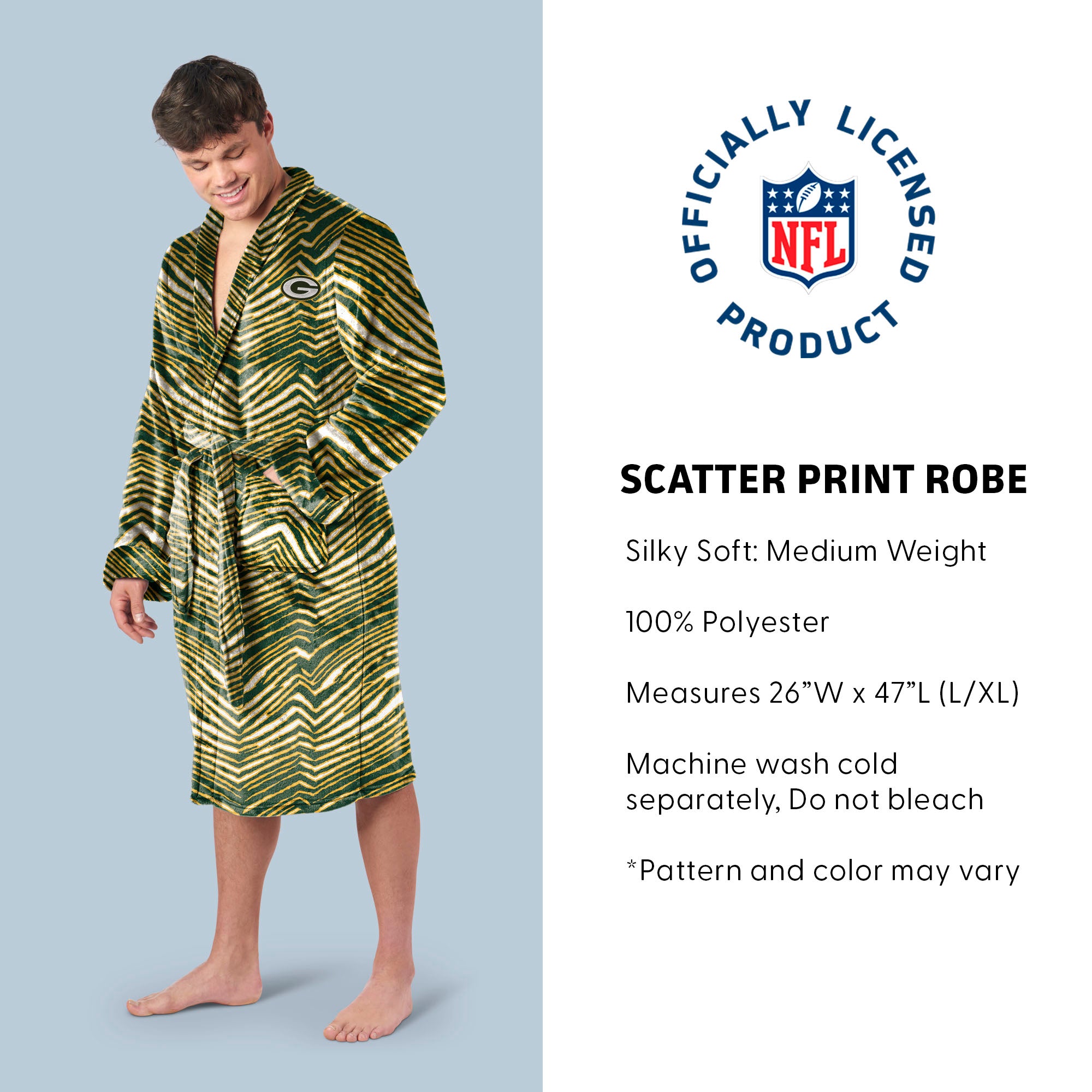 Zubaz X Northwest SCATTER PRINT ROBE ZUBAZ - PACKERS
