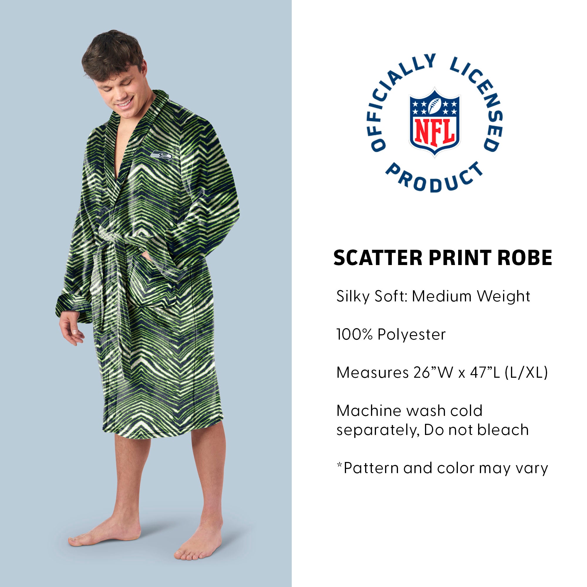 Zubaz X Northwest SCATTER PRINT ROBE ZUBAZ - SEAHAWKS