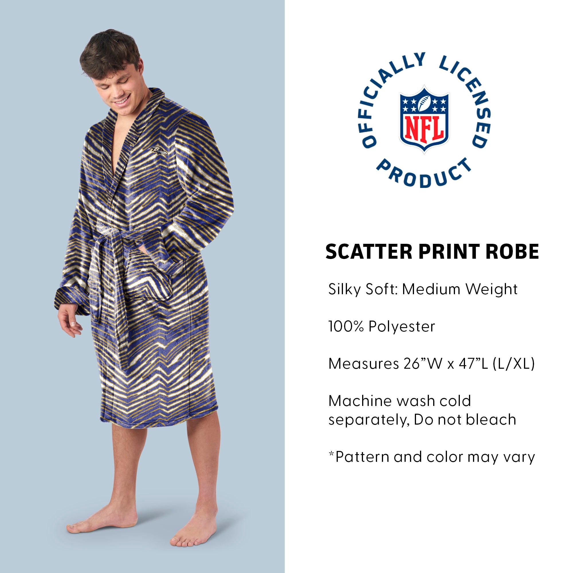 Zubaz X Northwest SCATTER PRINT ROBE ZUBAZ - RAVENS