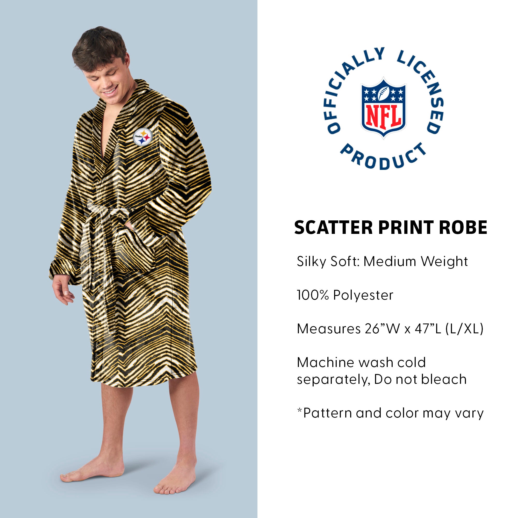 Zubaz X Northwest SCATTER PRINT ROBE ZUBAZ - STEELERS