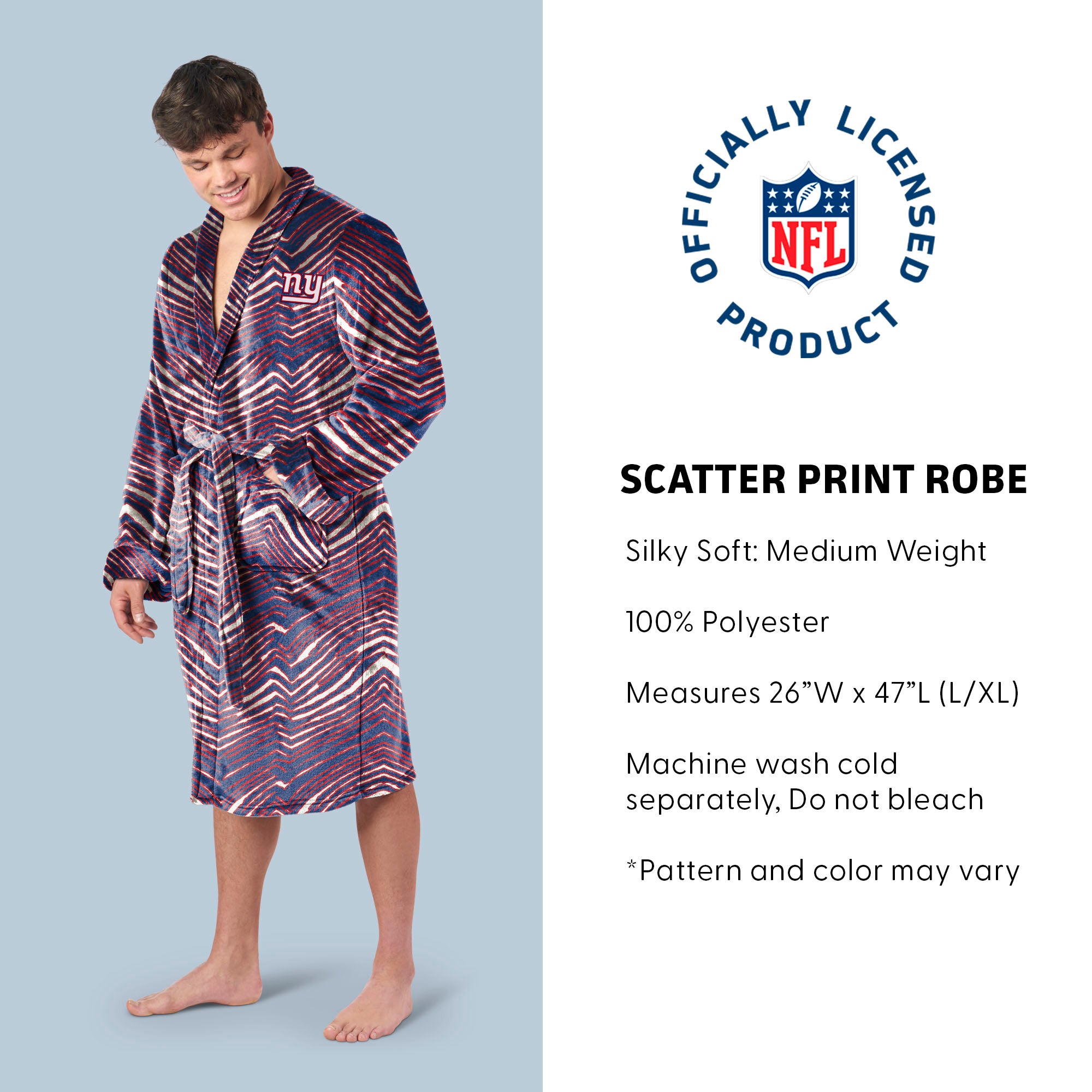 Zubaz X Northwest SCATTER PRINT ROBE ZUBAZ - NY GIANTS