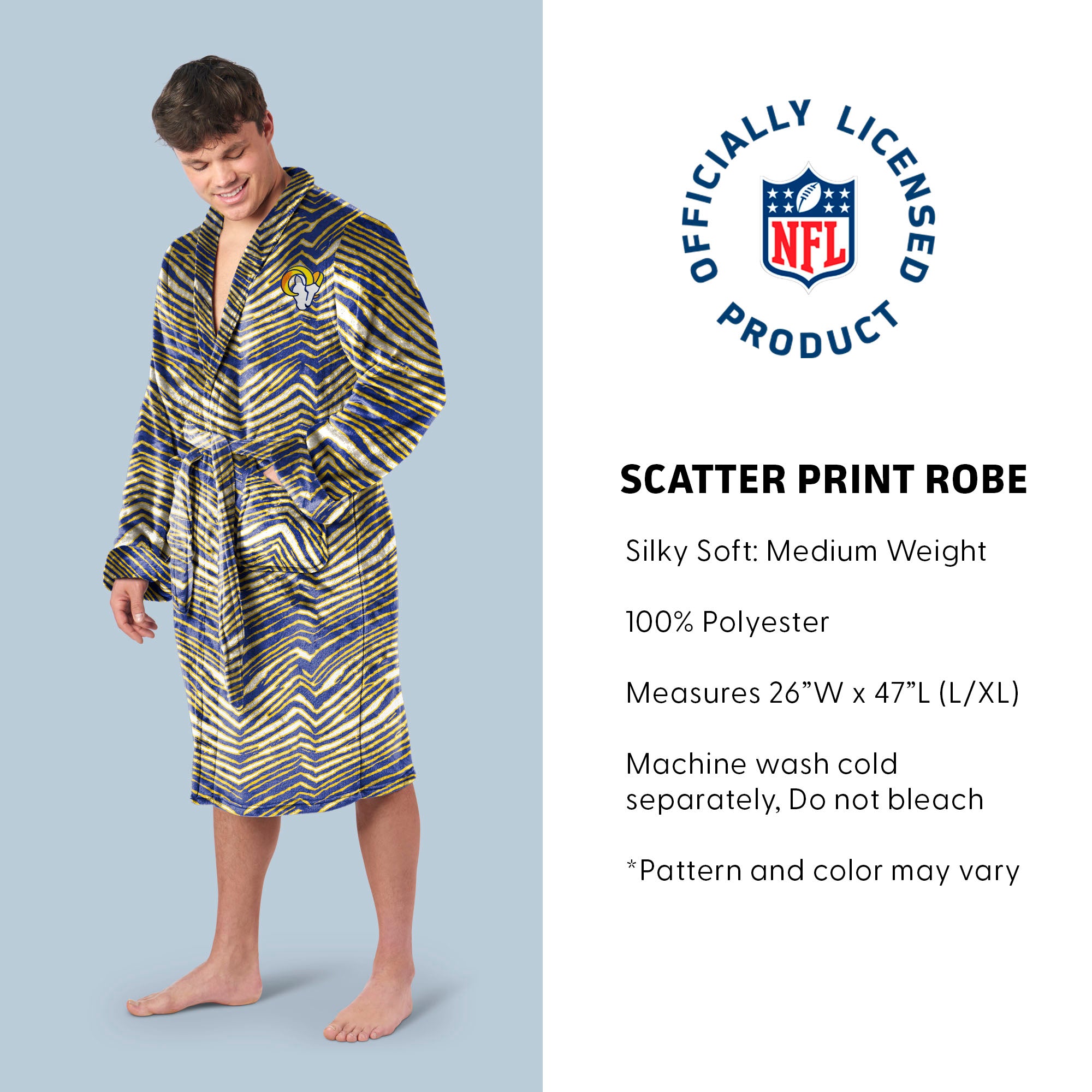 Zubaz X Northwest SCATTER PRINT ROBE ZUBAZ - LA RAMS