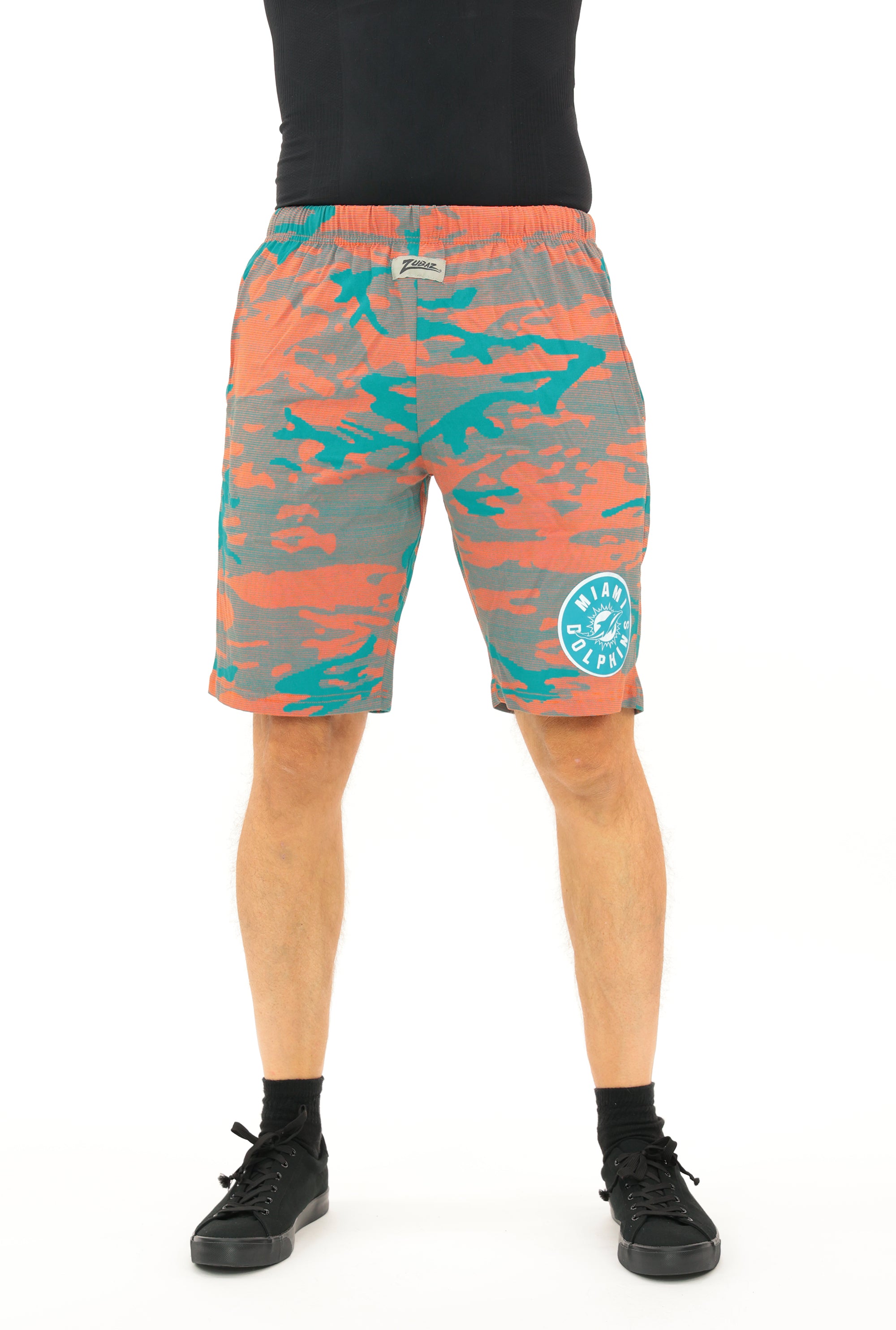 Zubaz NFL Adult Unisex Z88 Camo Lines Shorts, Miami Dolphins