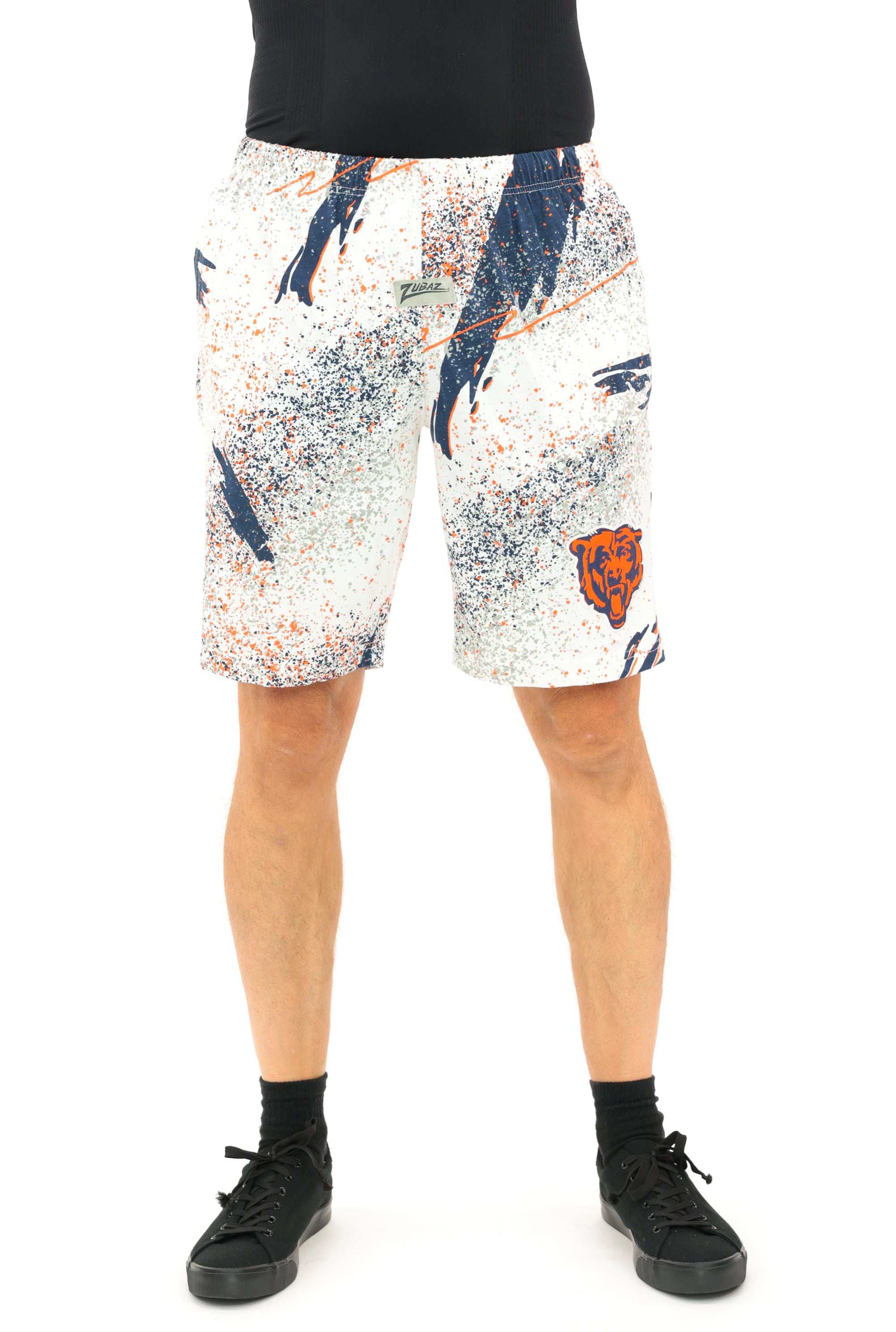 Zubaz NFL Adult Unisex Z88 Embroidered Confetti 3 Team Color Shorts, Chicago Bears