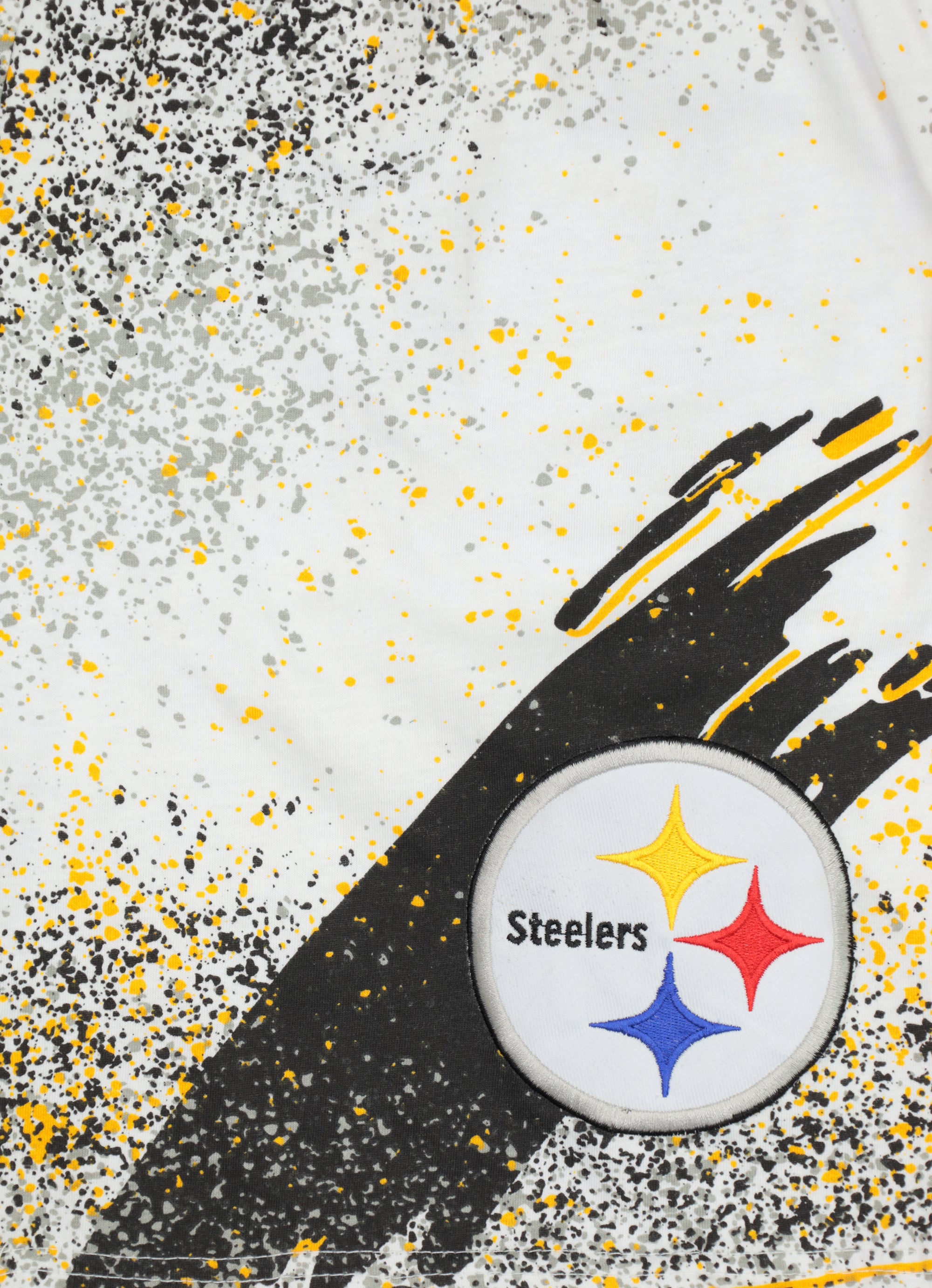 Zubaz NFL Adult Unisex Z88 Embroidered Confetti 3 Team Color Shorts, Pittsburgh Steelers