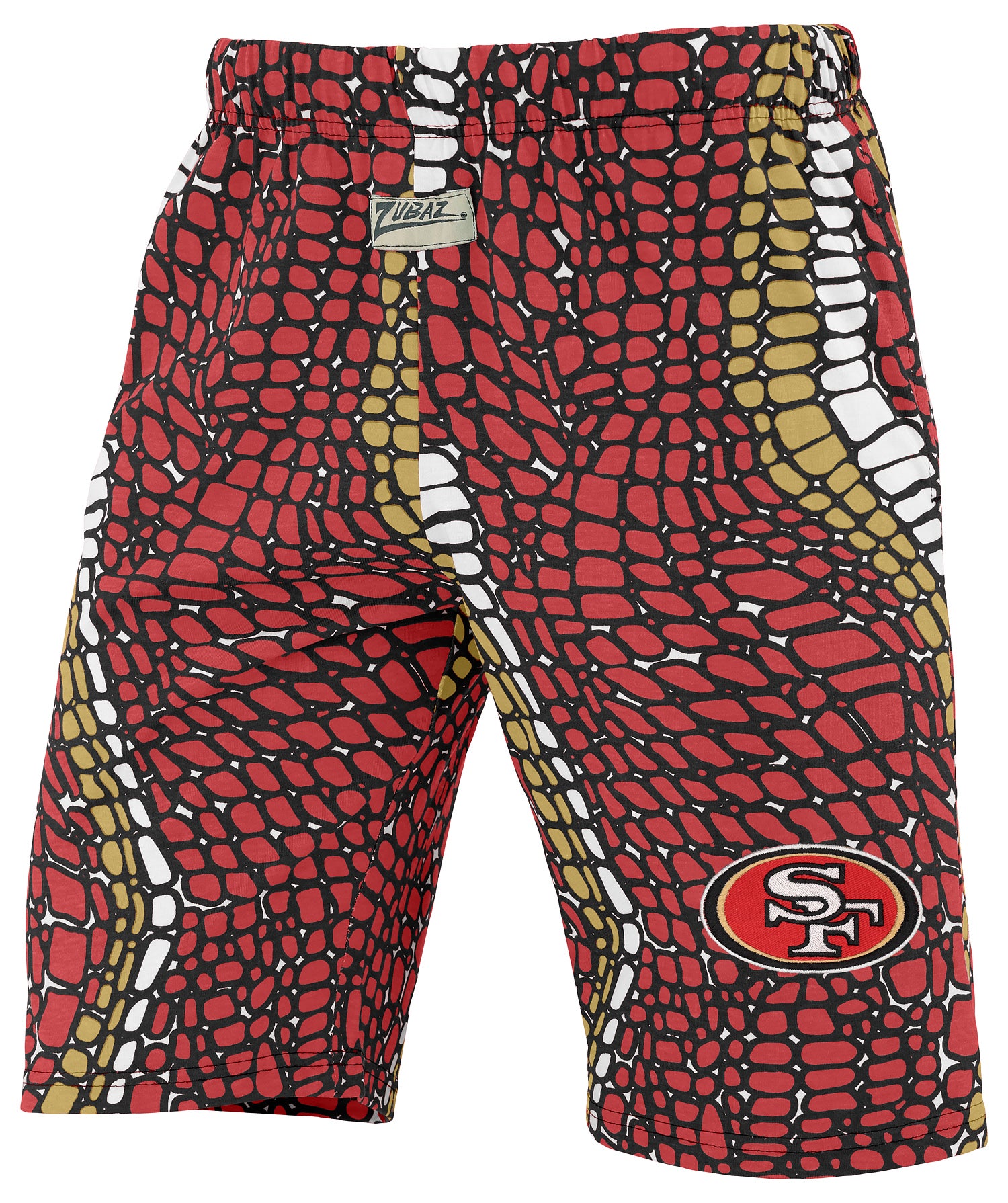 Zubaz NFL Adult Unisex Z88 Embroidered Gator 3 Color Shorts, San Francisco 49ers