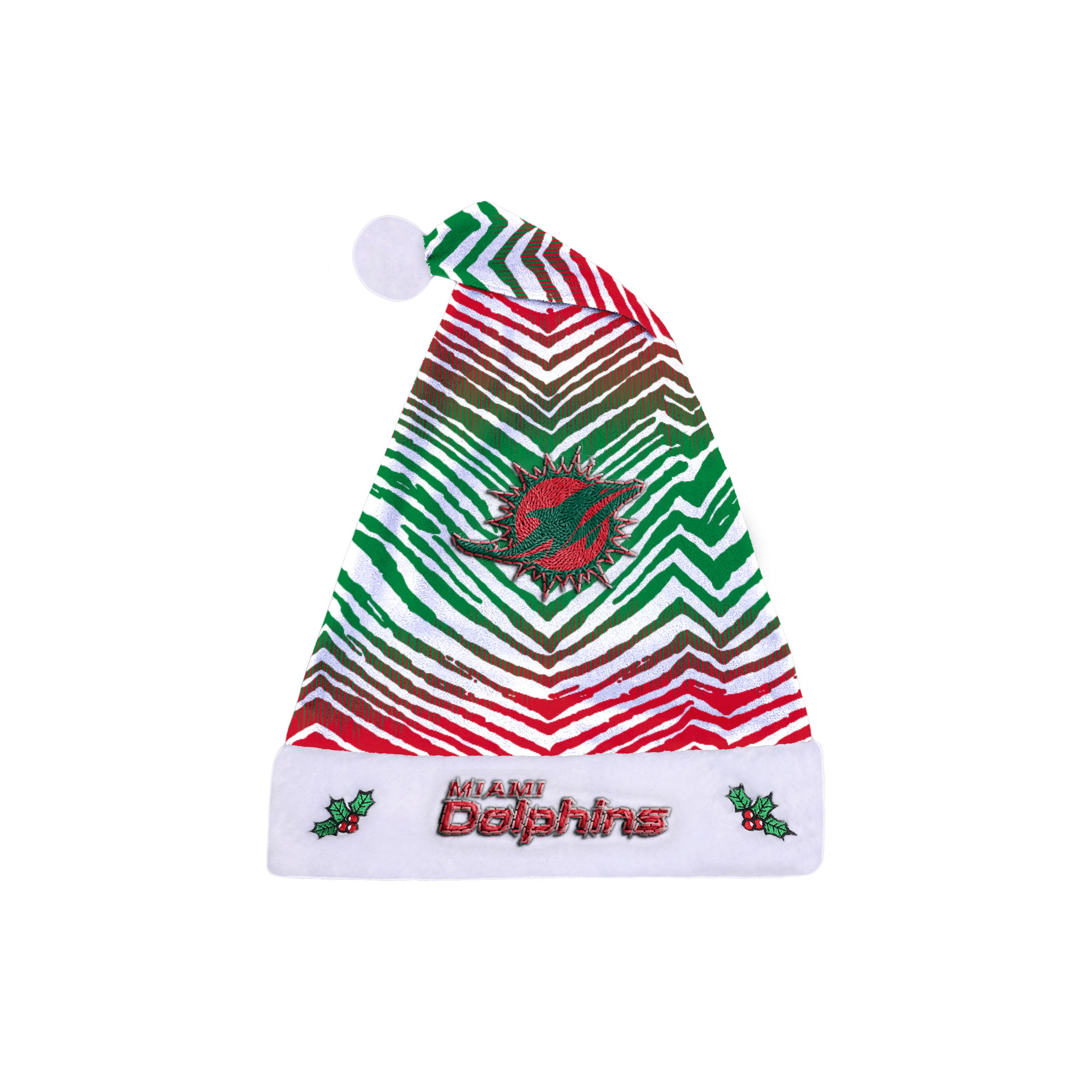 Zubaz Santa Hat NFL Miami Dolphins - Red and green