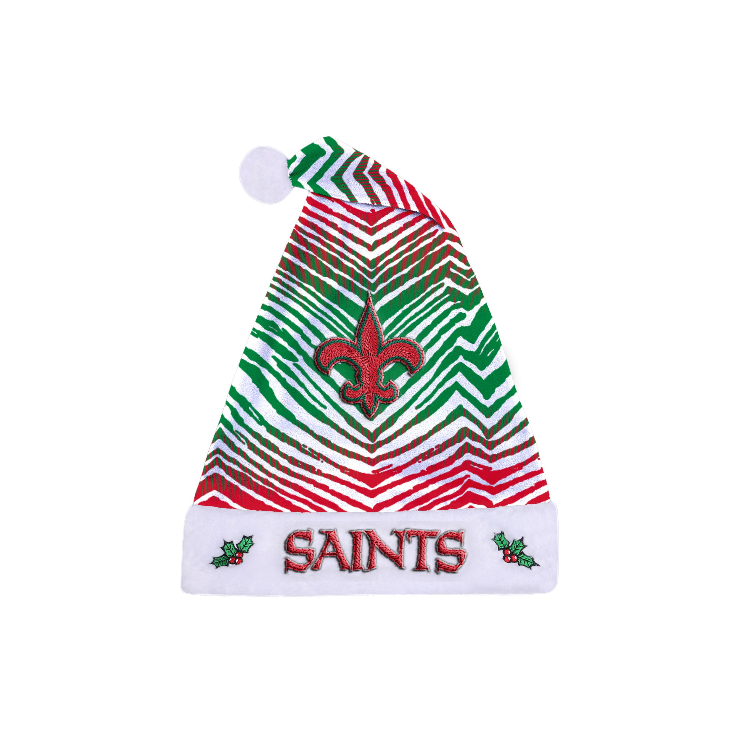 Zubaz NFL New Orleans Saints Red/Green Santa Hat