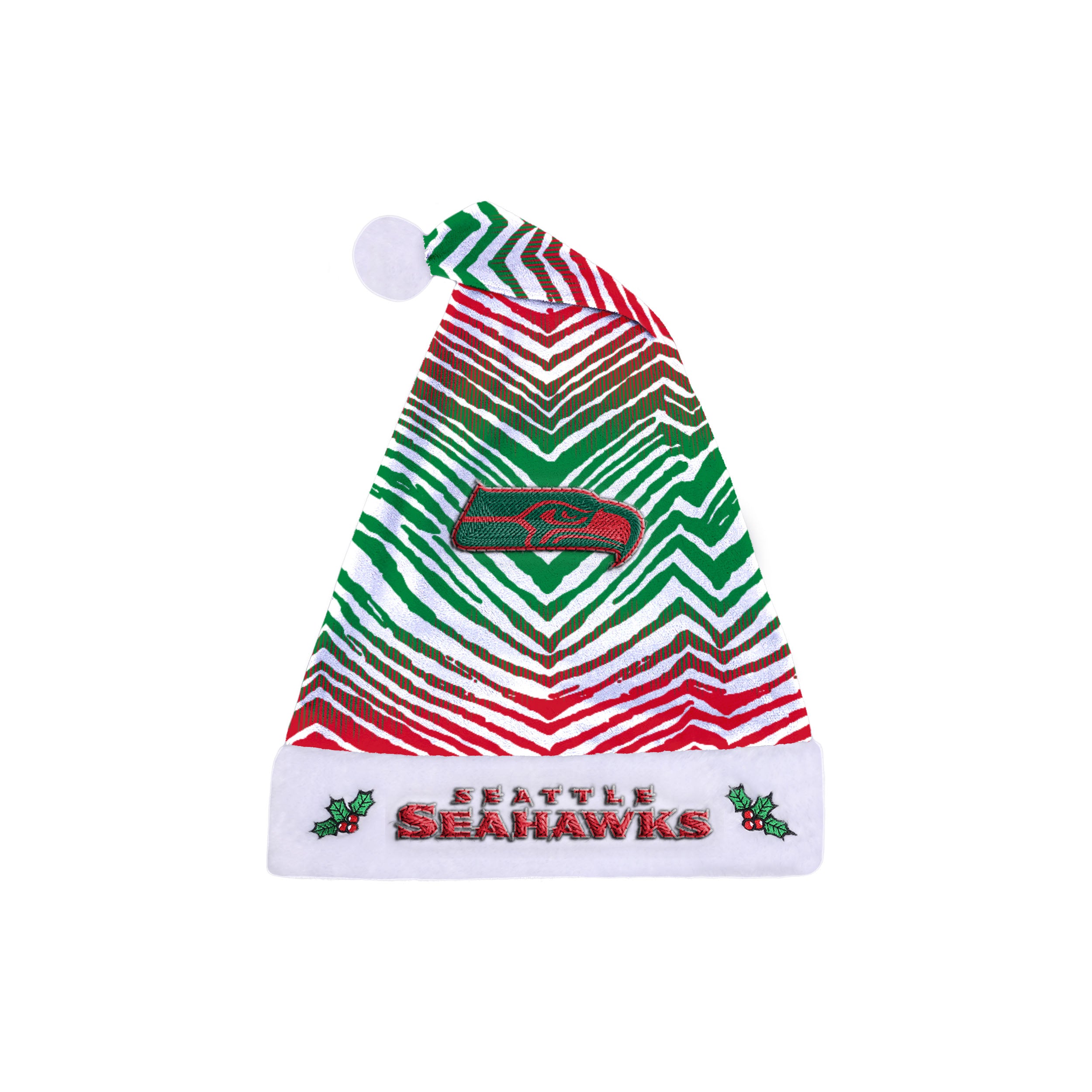 Zubaz Santa Hat NFL Seattle Seahawks - Red and green
