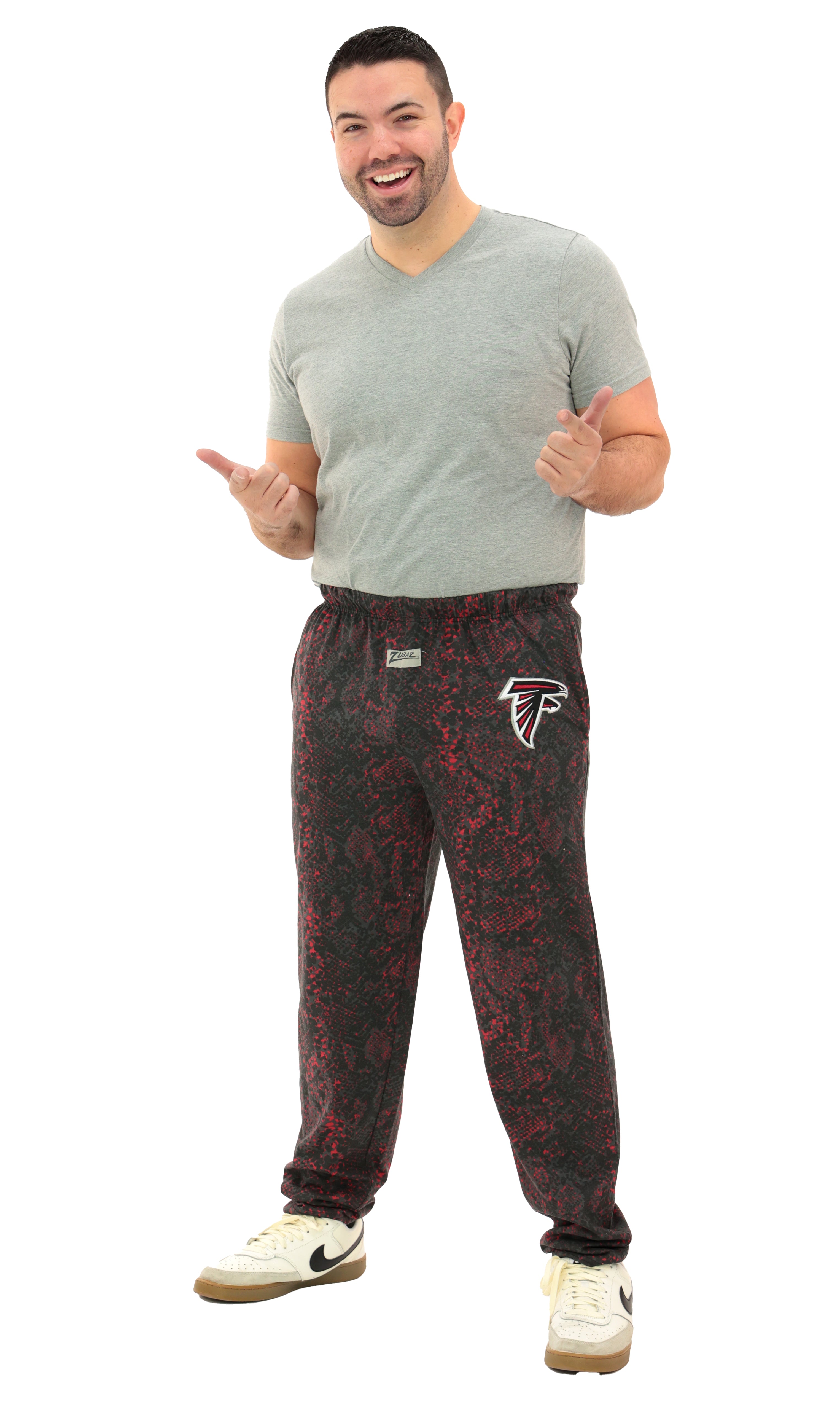 Zubaz NFL Adult Unisex for Men and Women Z88 Embroidered Post Pattern Pants, Atlanta Falcons
