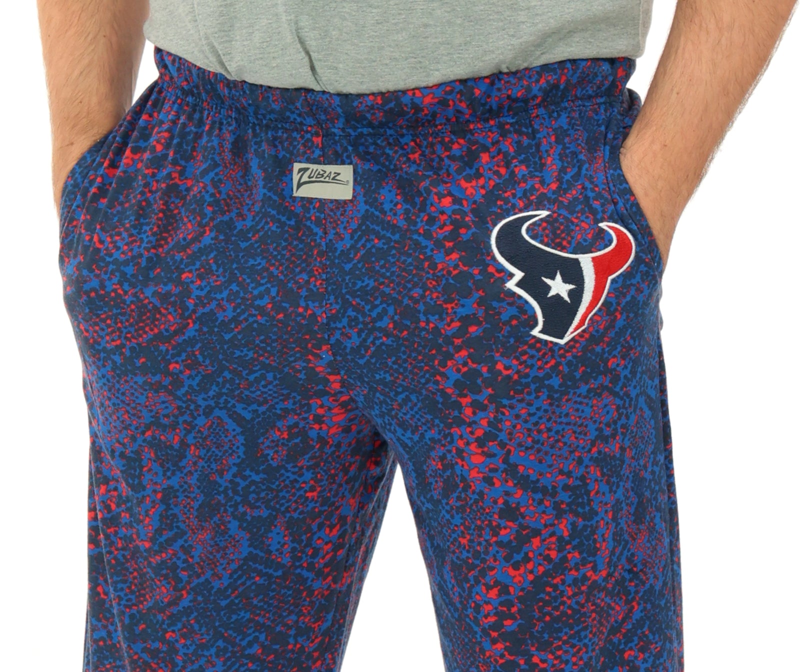 Zubaz NFL Adult Unisex for Men and Women Z88 Embroidered Post Pattern Pants, Houston Texans