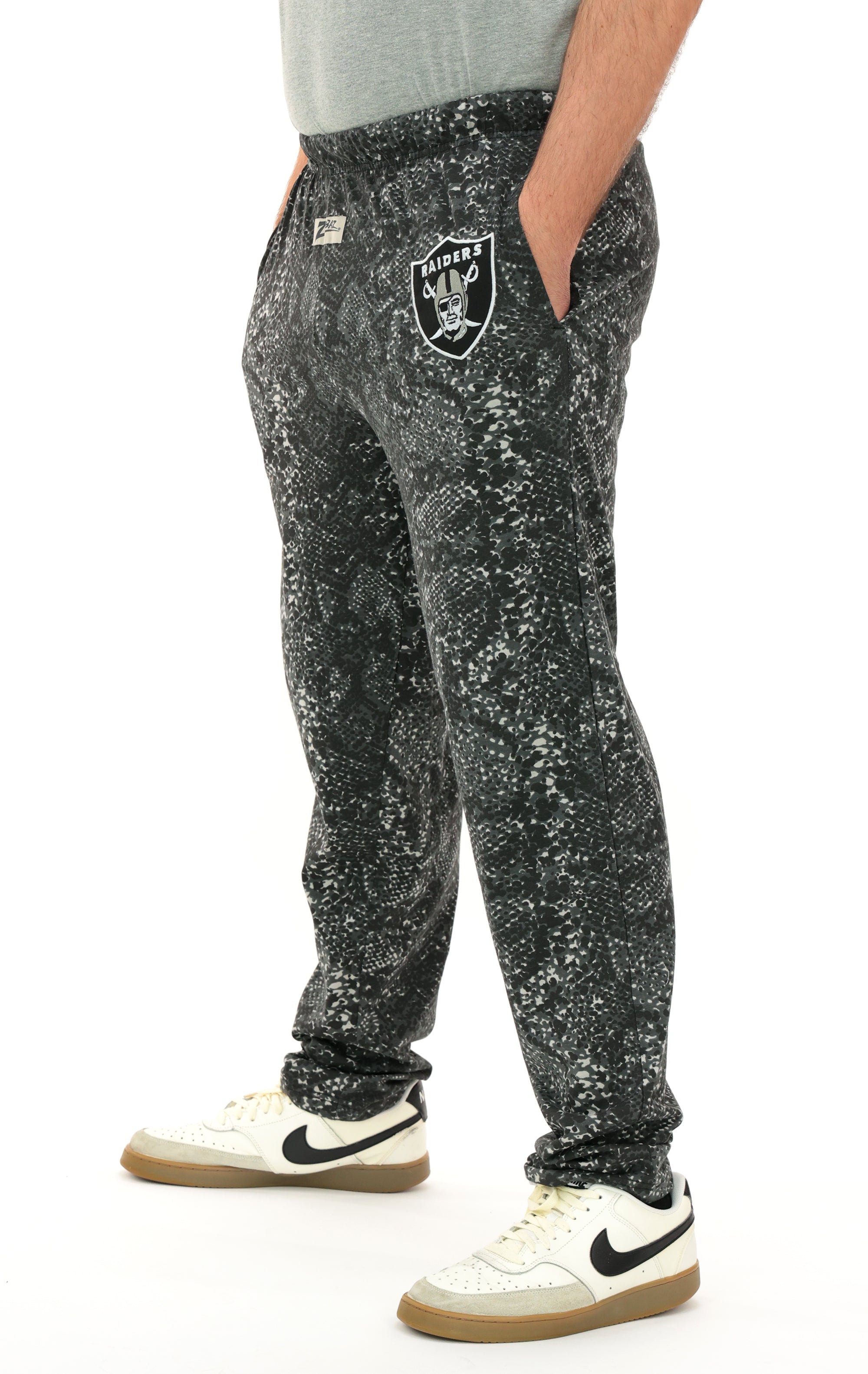 Zubaz NFL Adult Unisex for Men and Women Z88 Embroidered Post Pattern Pants, Las Vegas Raiders