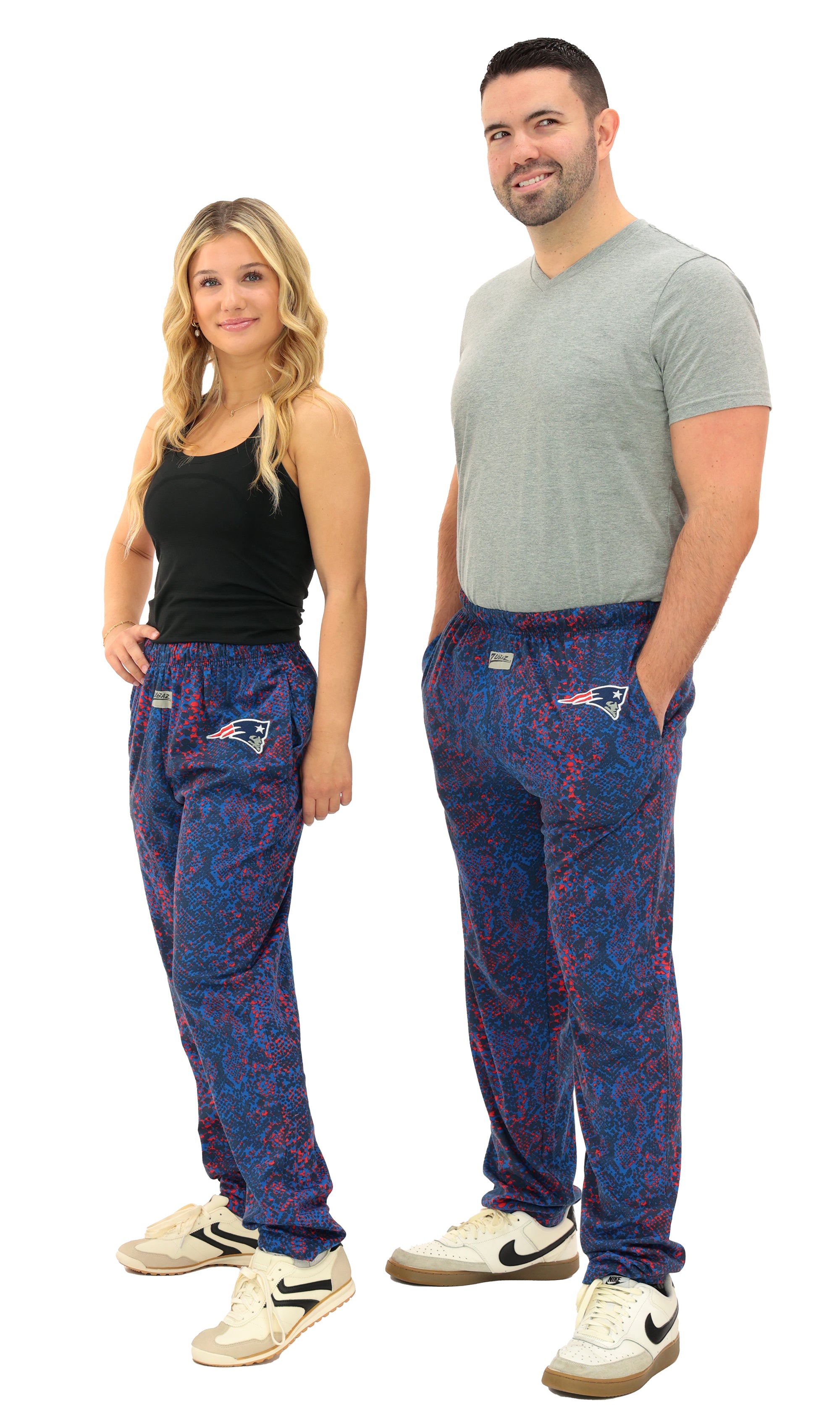 Zubaz NFL Adult Unisex for Men and Women Z88 Embroidered Post Pattern Pants, New England Patriots