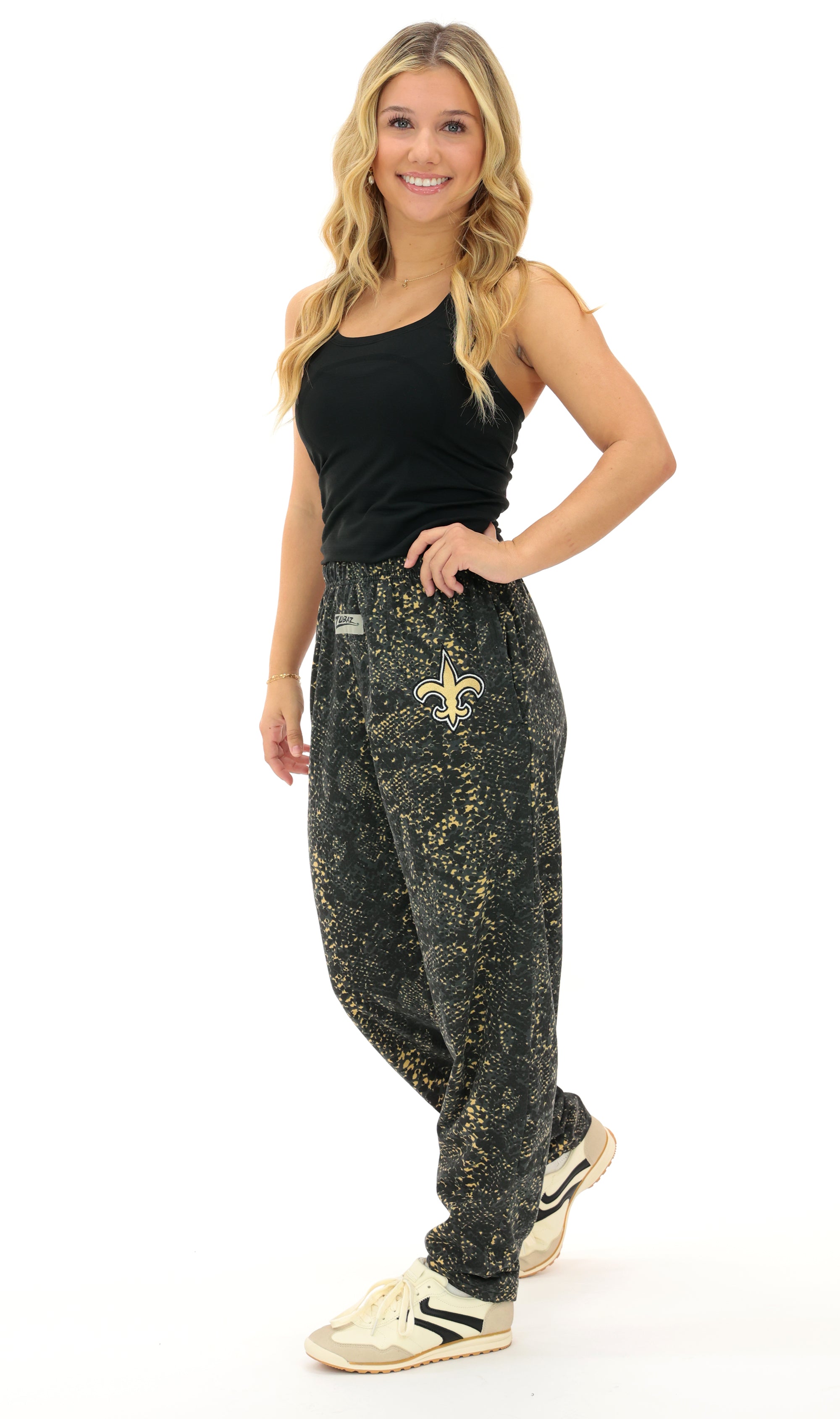 Zubaz NFL Adult Unisex for Men and Women Z88 Embroidered Post Pattern Pants, New Orleans Saints