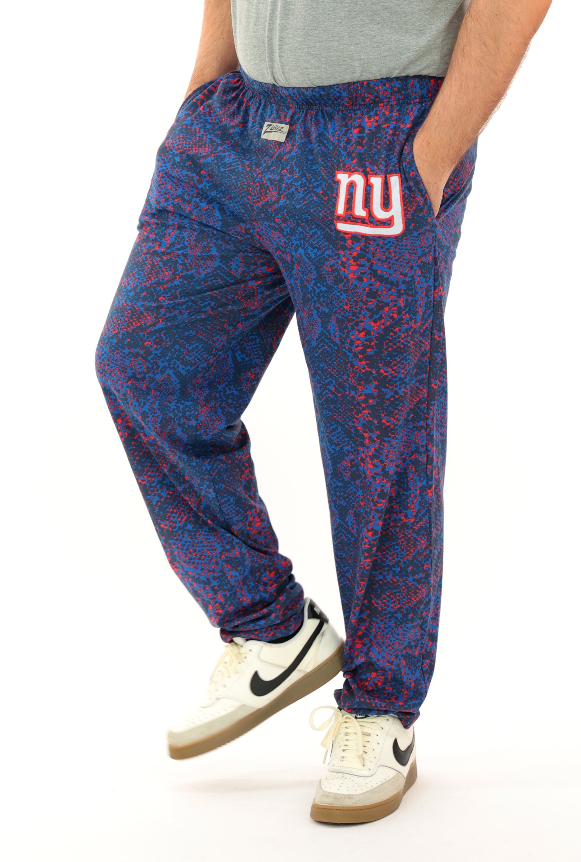 Zubaz NFL Adult Unisex for Men and Women Z88 Embroidered Post Pattern Pants, New York Giants