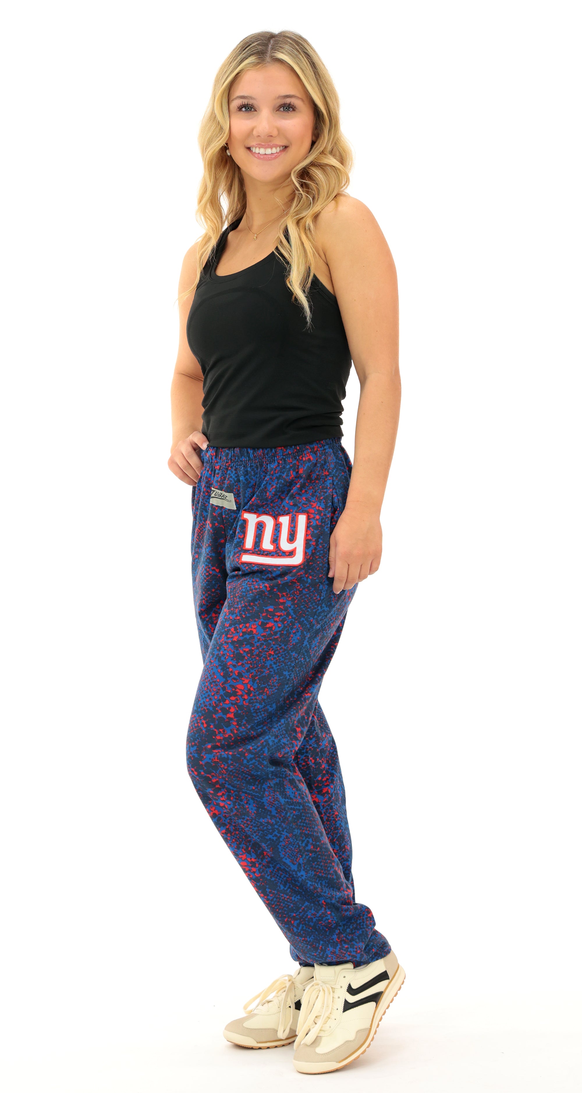 Zubaz NFL Adult Unisex for Men and Women Z88 Embroidered Post Pattern Pants, New York Giants