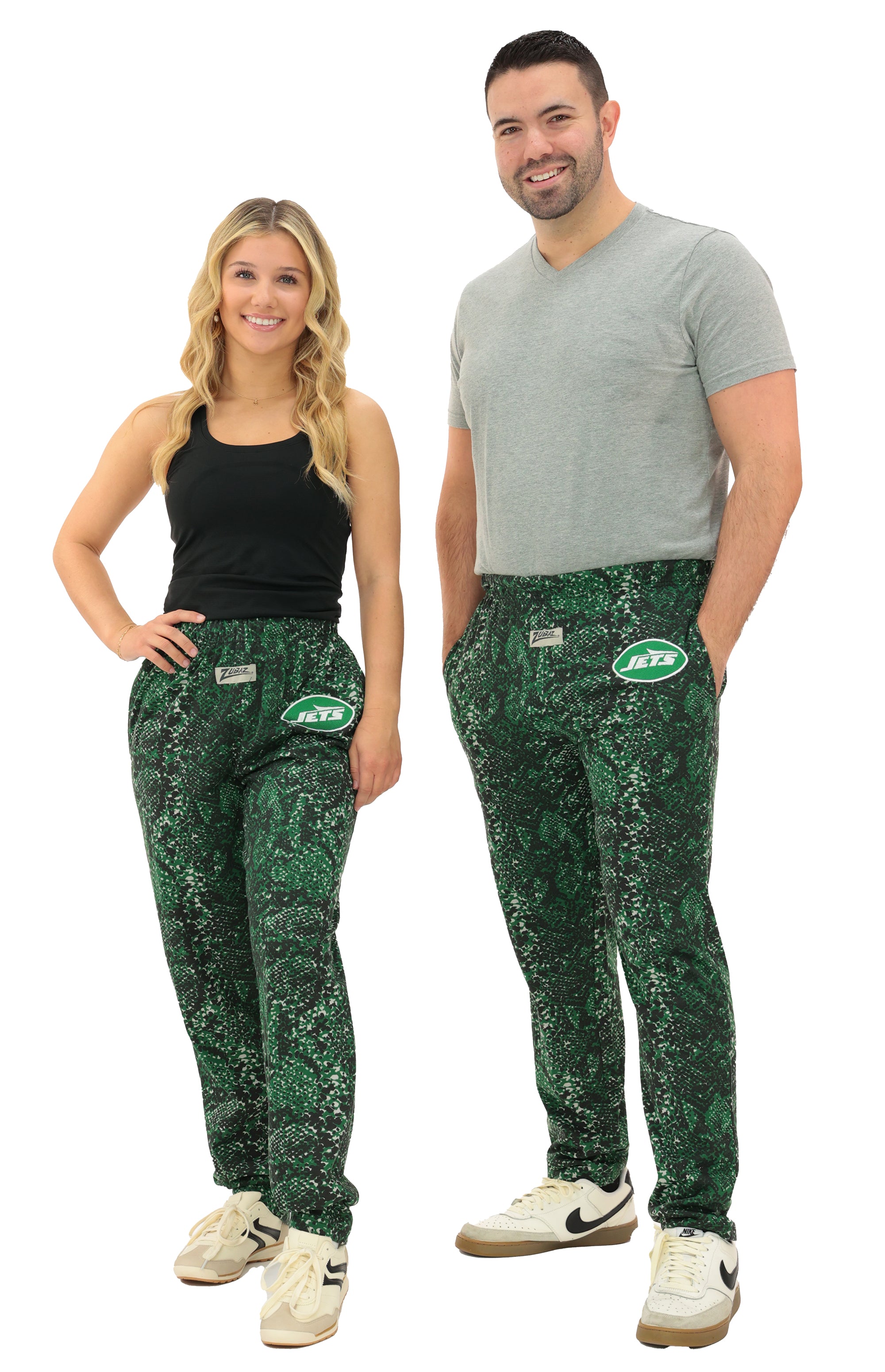 Zubaz NFL Adult Unisex for Men and Women Z88 Embroidered Post Pattern Pants, New York Jets