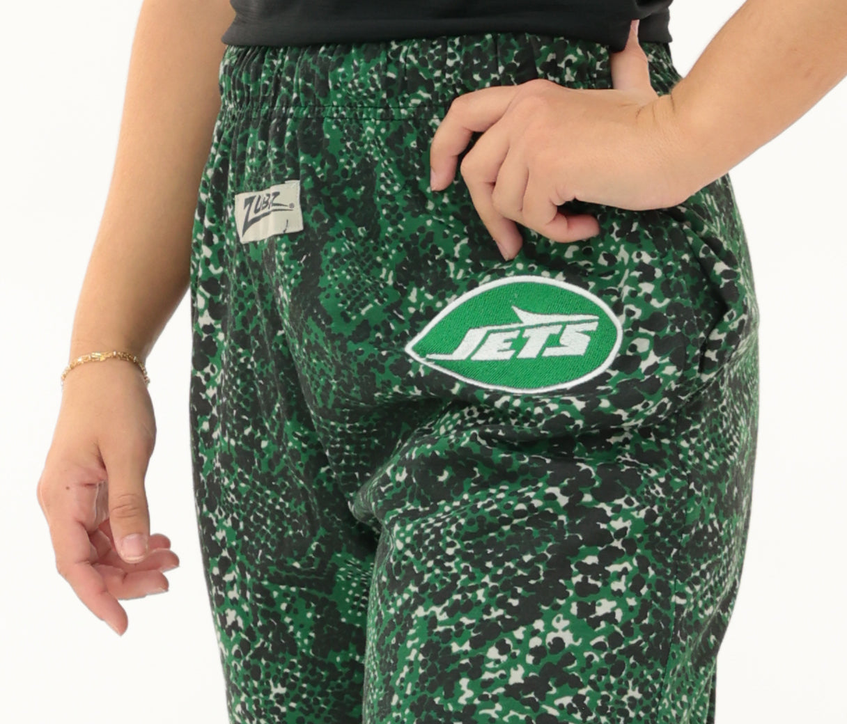 Zubaz NFL Adult Unisex for Men and Women Z88 Embroidered Post Pattern Pants, New York Jets