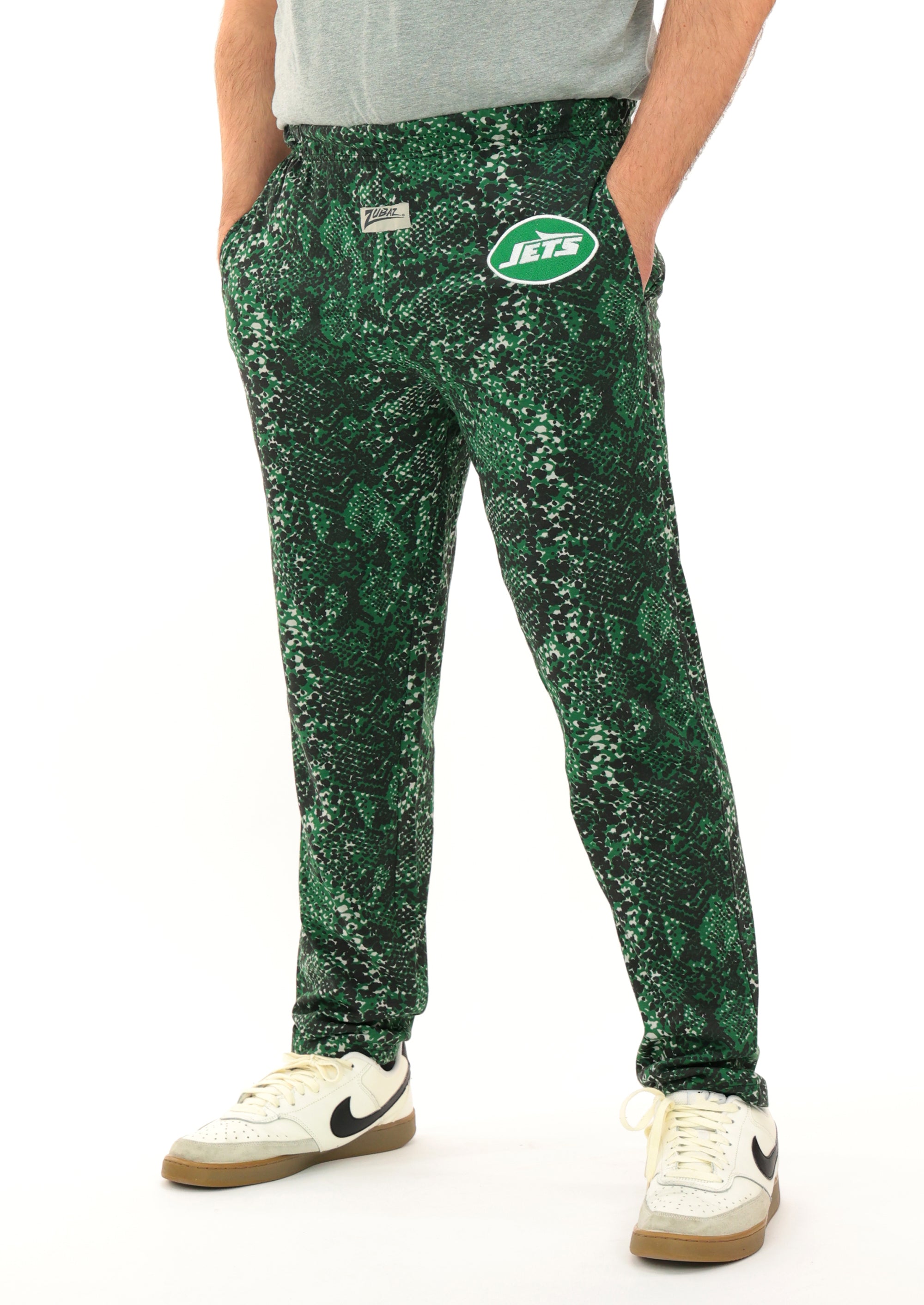 Zubaz NFL Adult Unisex for Men and Women Z88 Embroidered Post Pattern Pants, New York Jets
