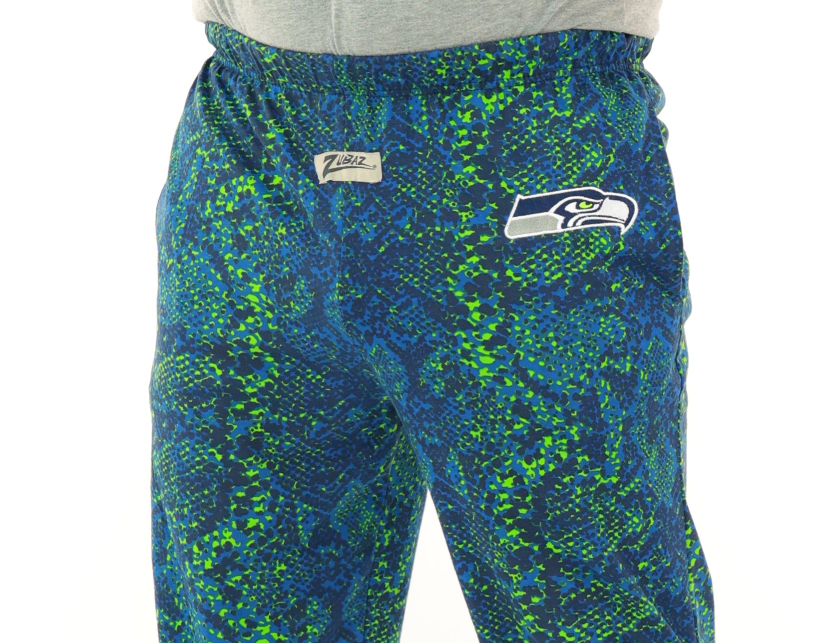 Zubaz NFL Adult Unisex for Men and Women Z88 Embroidered Post Pattern Pants, Seattle Seahawks