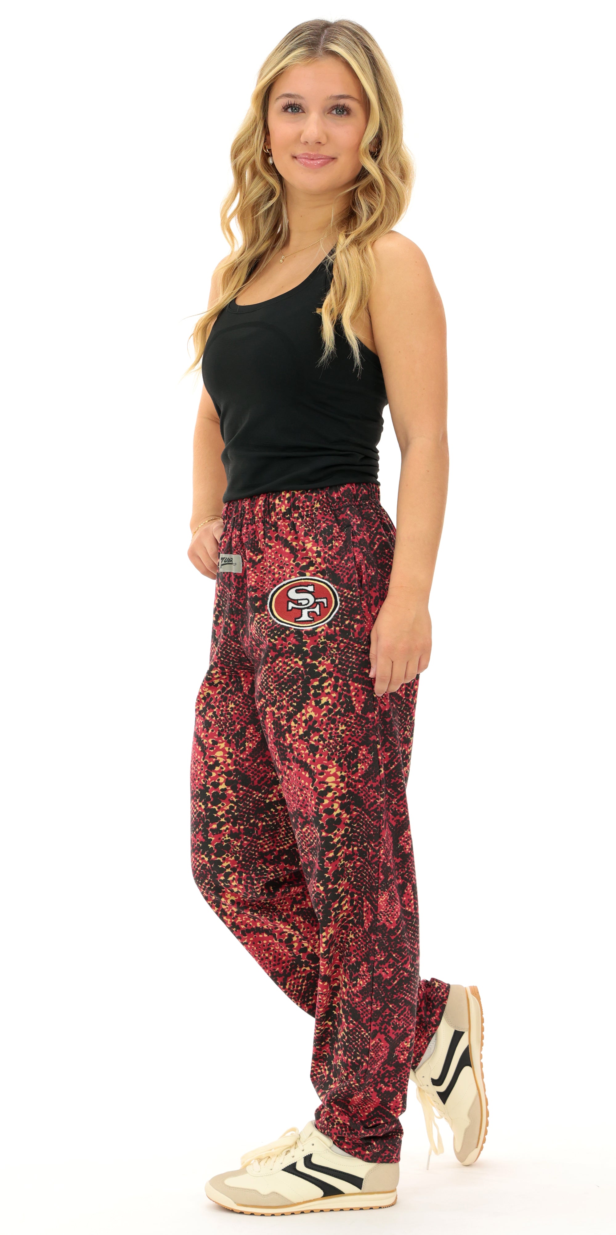 Zubaz NFL Adult Unisex for Men and Women Z88 Embroidered Post Pattern Pants, San Francisco 49ers