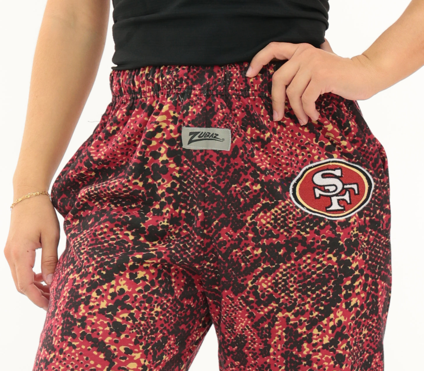 Zubaz NFL Adult Unisex for Men and Women Z88 Embroidered Post Pattern Pants, San Francisco 49ers